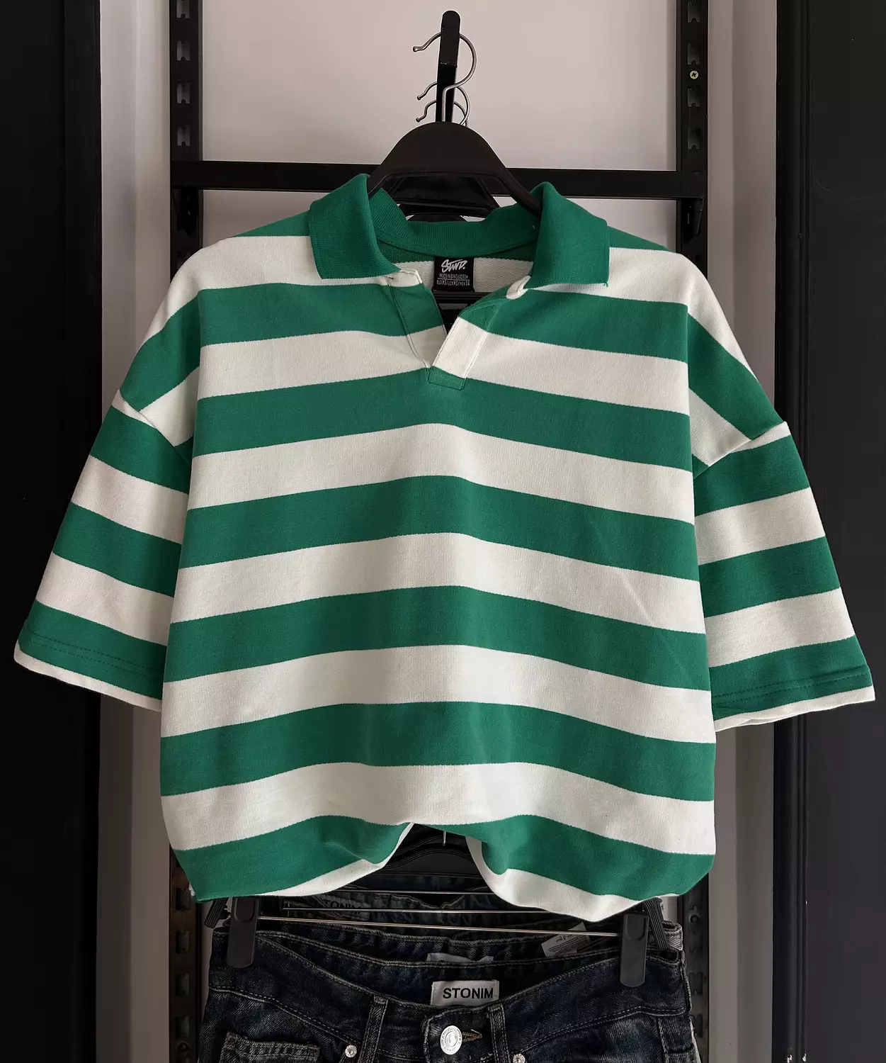 PULL&BEAR STRIPED POLO SHIRT - GREEN 7