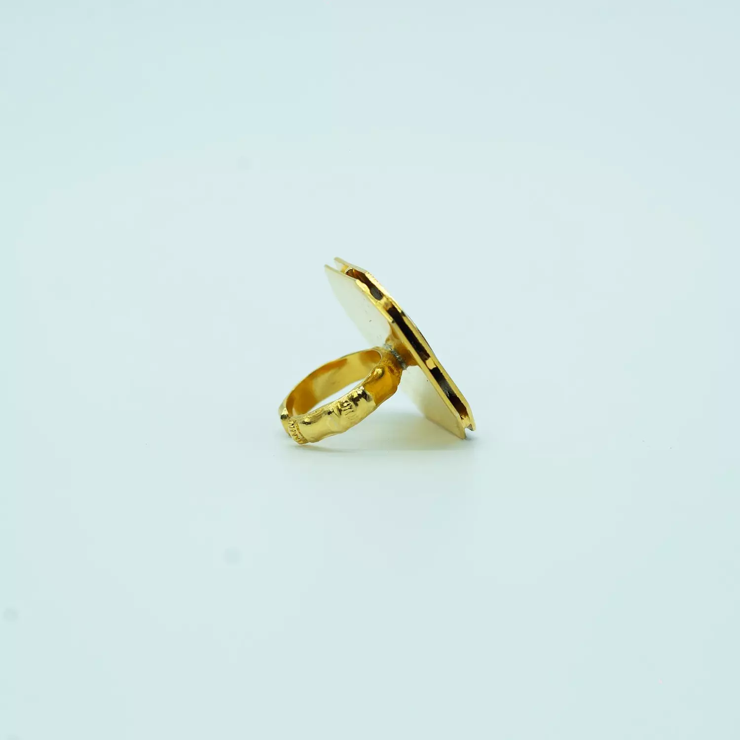 4-layer copper ring plated with matte and shiny gold and silver - free size - Islamic 2
