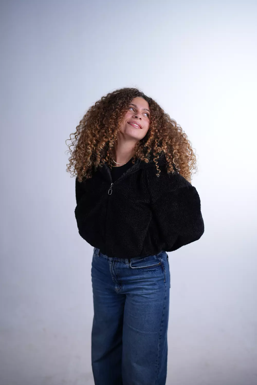 Black Faux Fur Jacket  hover image