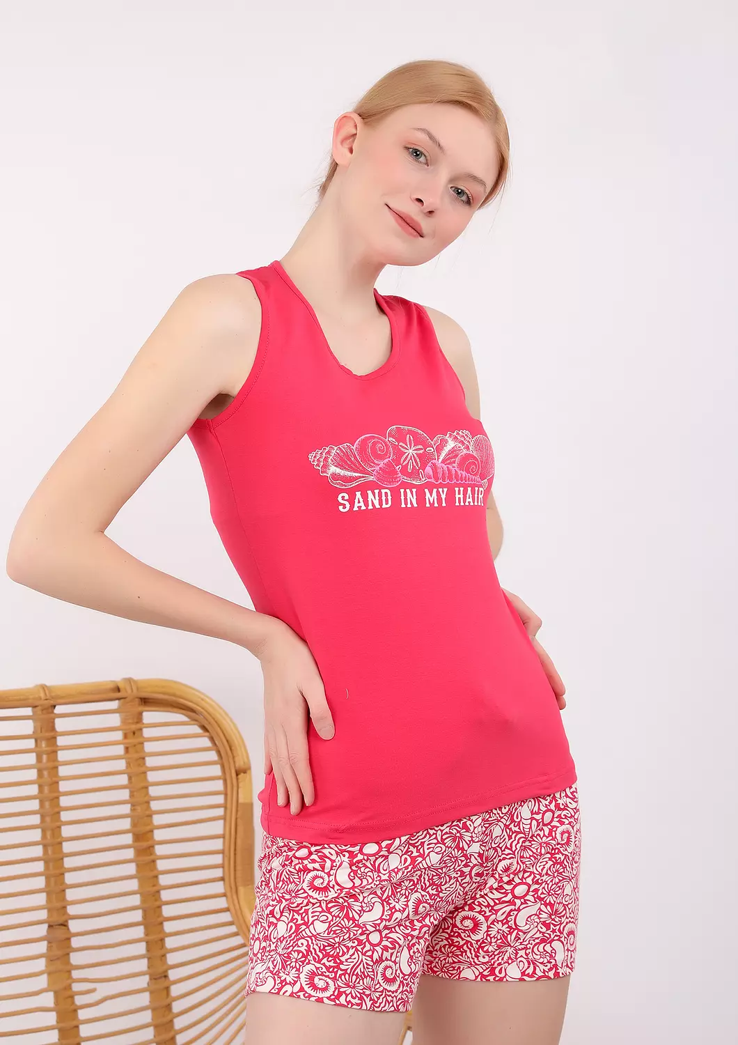 S202 Coastal Breeze Seashell Short Pajama Set 3