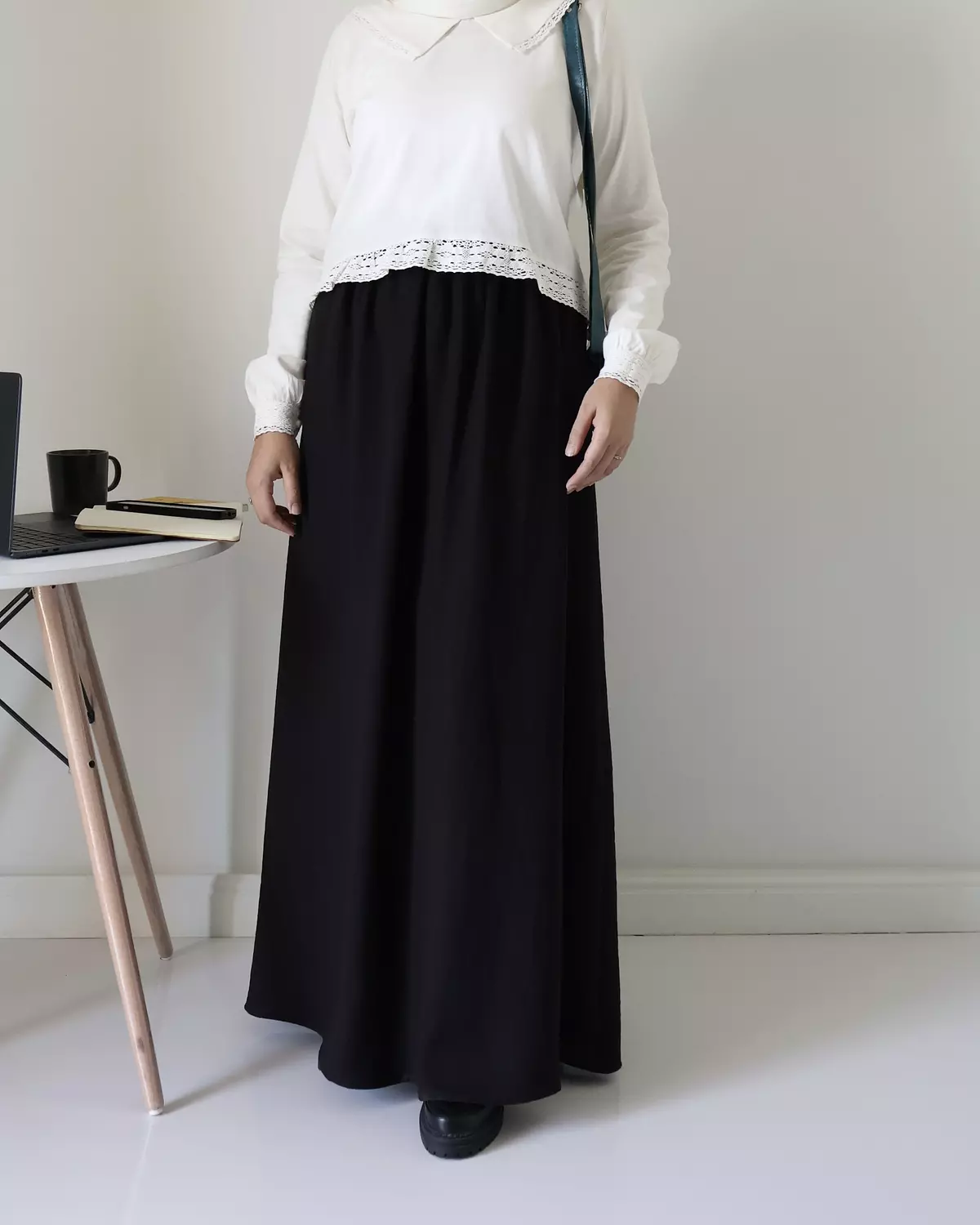  Black Linen A line skirt 5