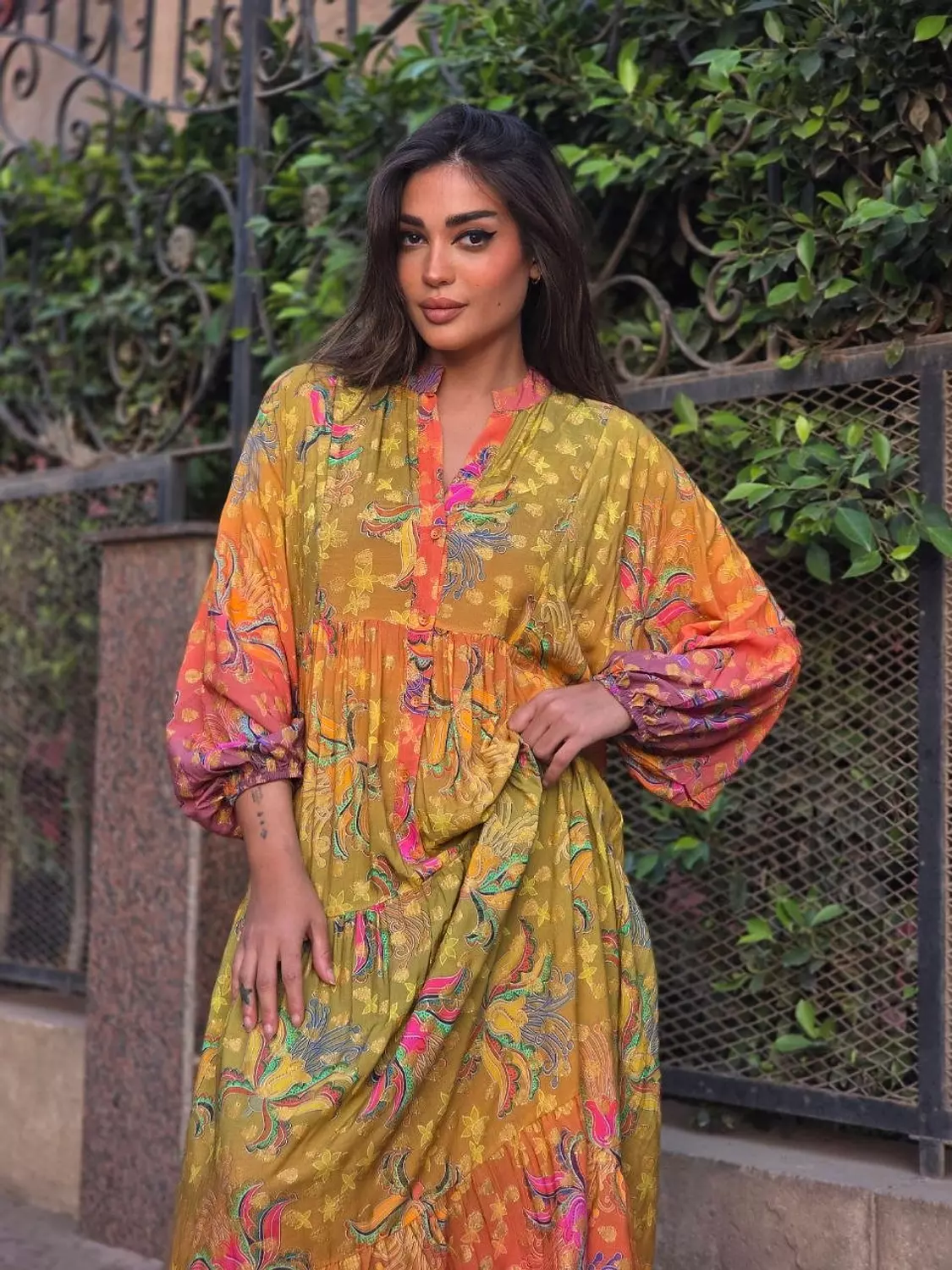 Lime multicolour dress  5