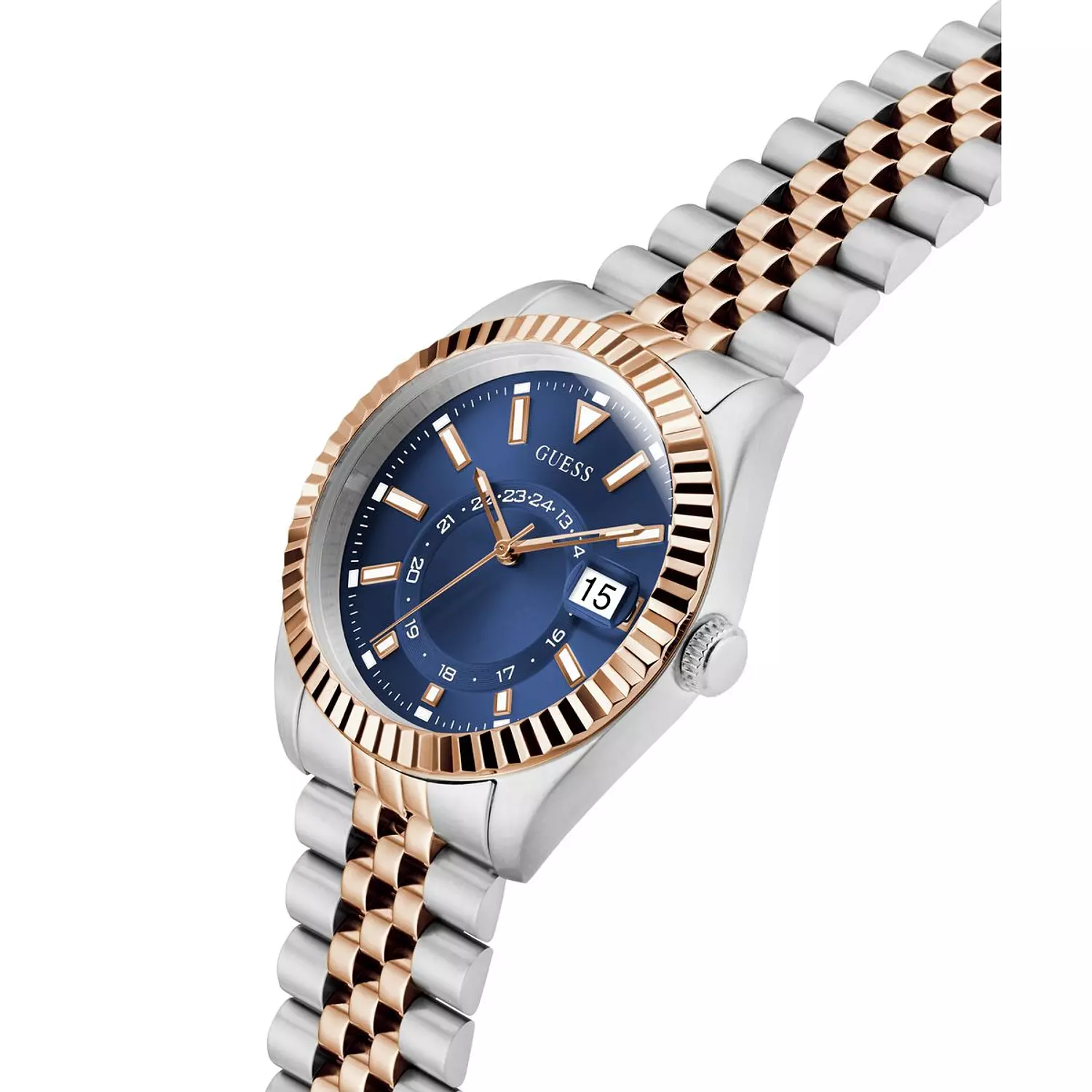 GUESS JADEN Mens Jaden 2-Tone Multi-function Date Watch 2-Tone Stainless Steel Brushed/Polished Bracelet 2