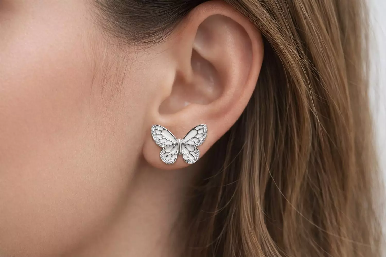 Silver Earrings Butterfly image