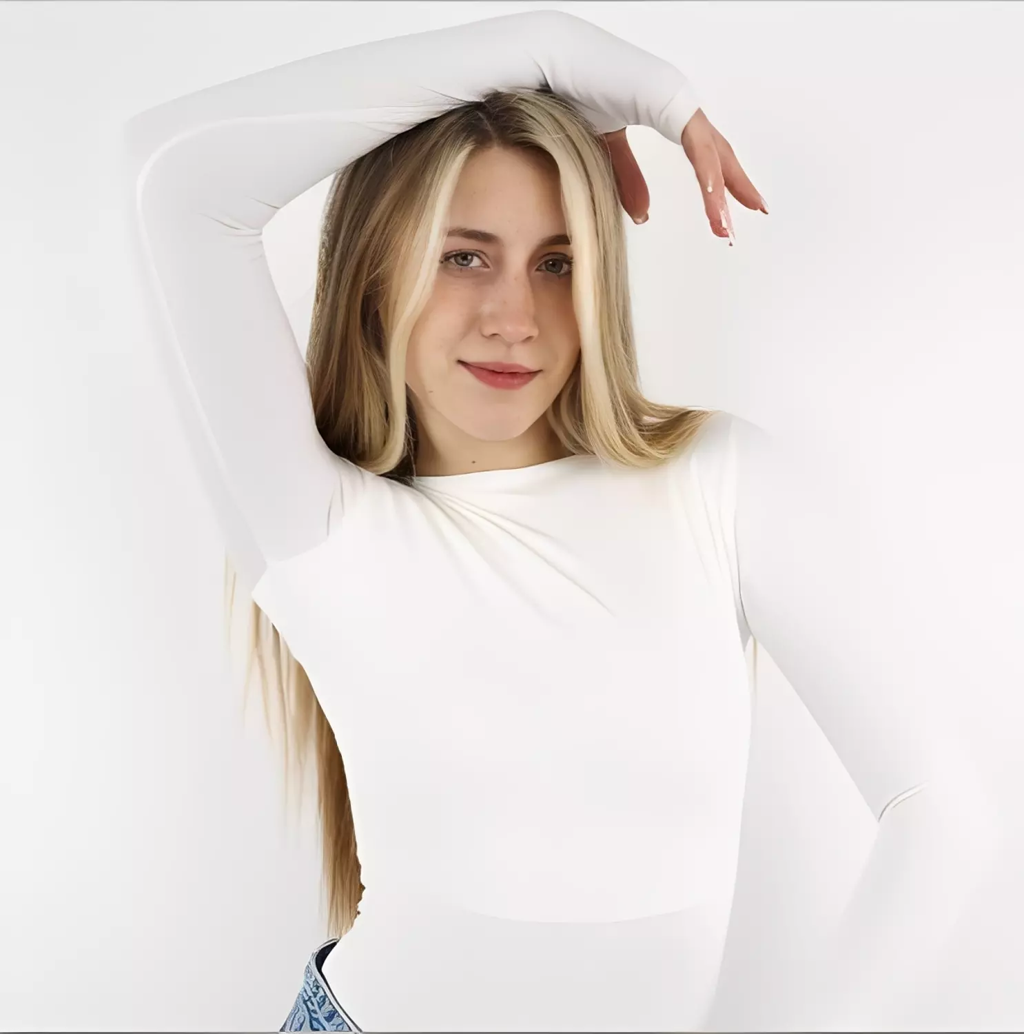 Long Sleeves White Basic Top 2