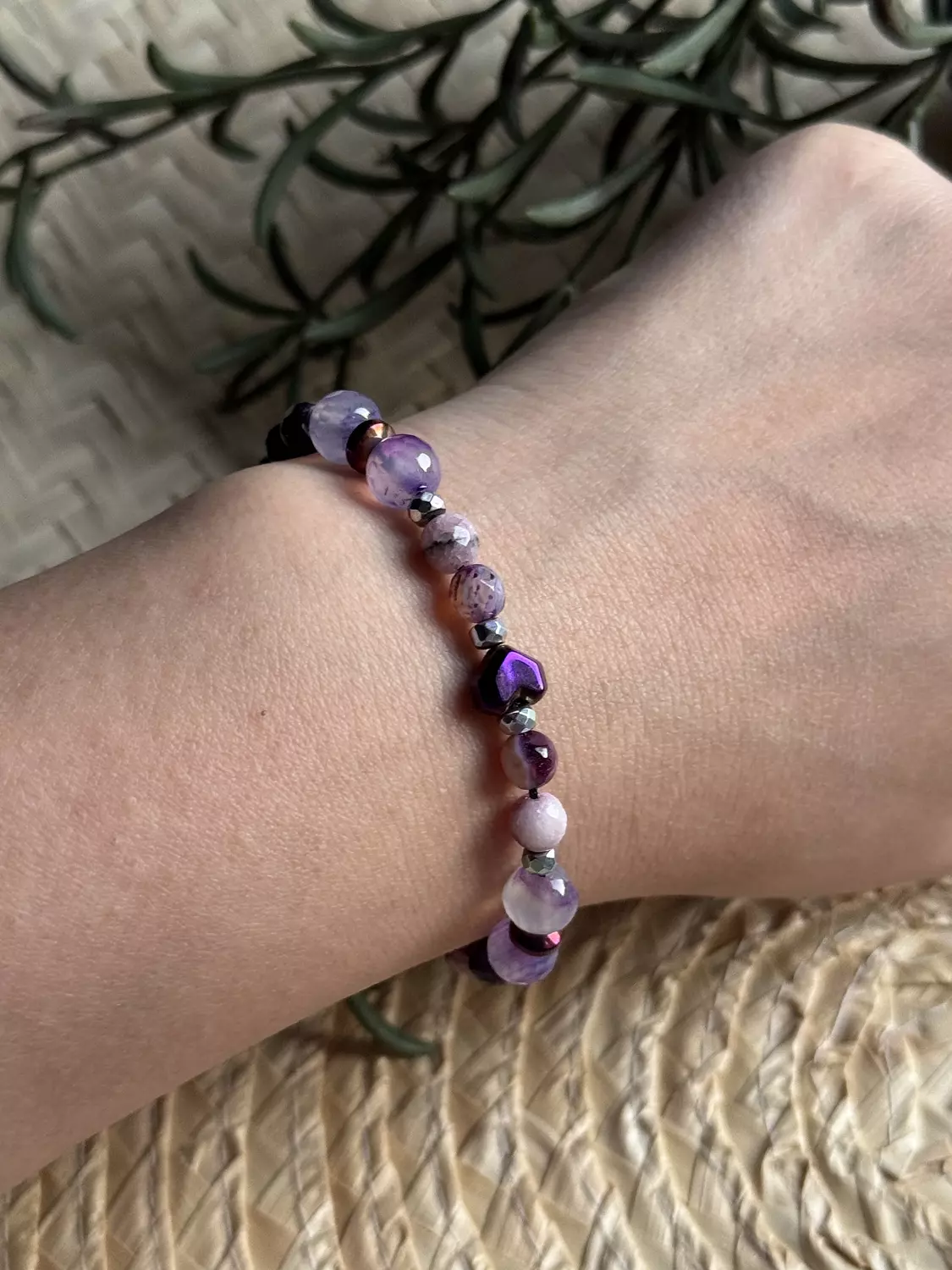 Hematite / Agate Purple Bracelet ( Stock ) 3