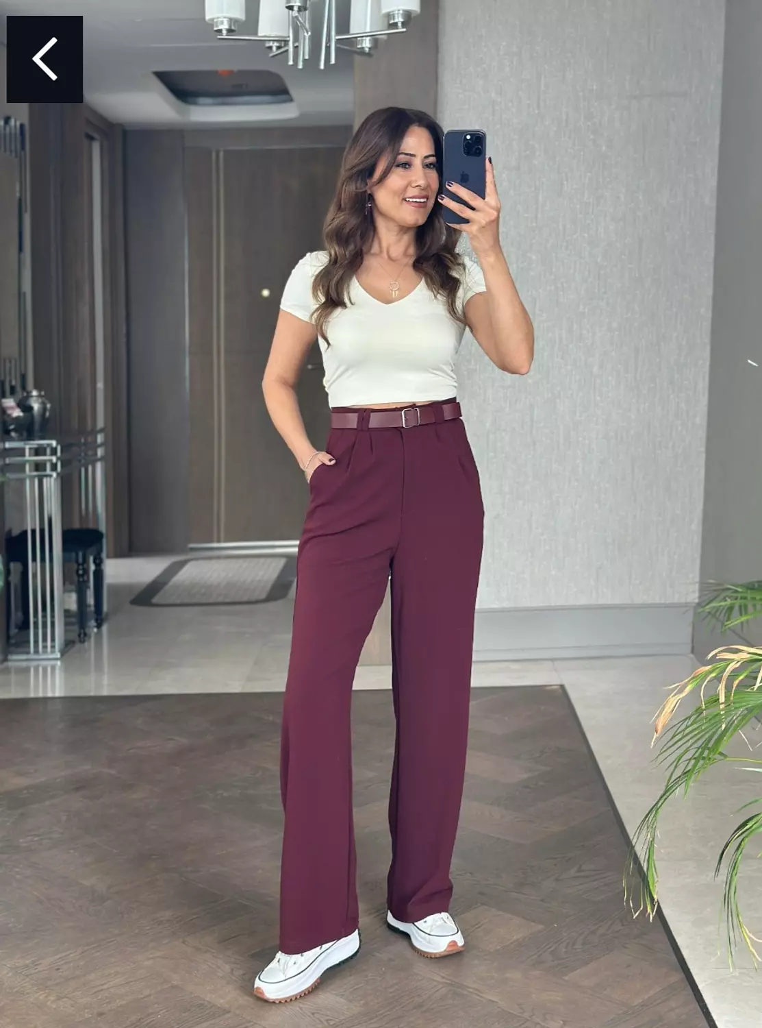 Burgundy Classic Pants without Belt  hover image