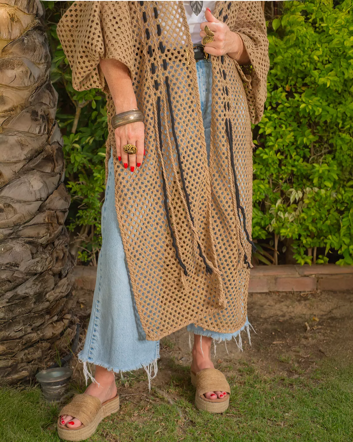 Camel Handmade Net Cardigan 4