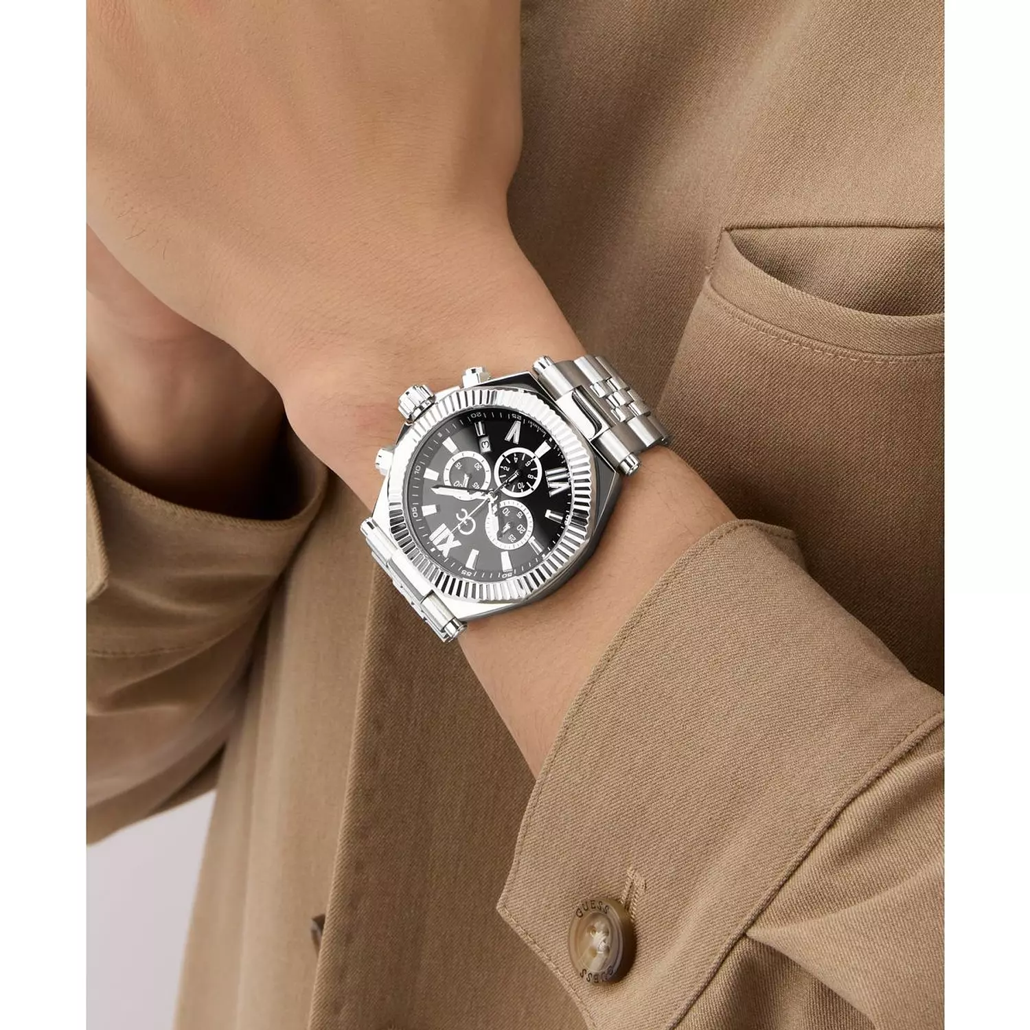 Gc Atlas Chrono Metal Men Watch Silver Stainless Steel Bracelet 6