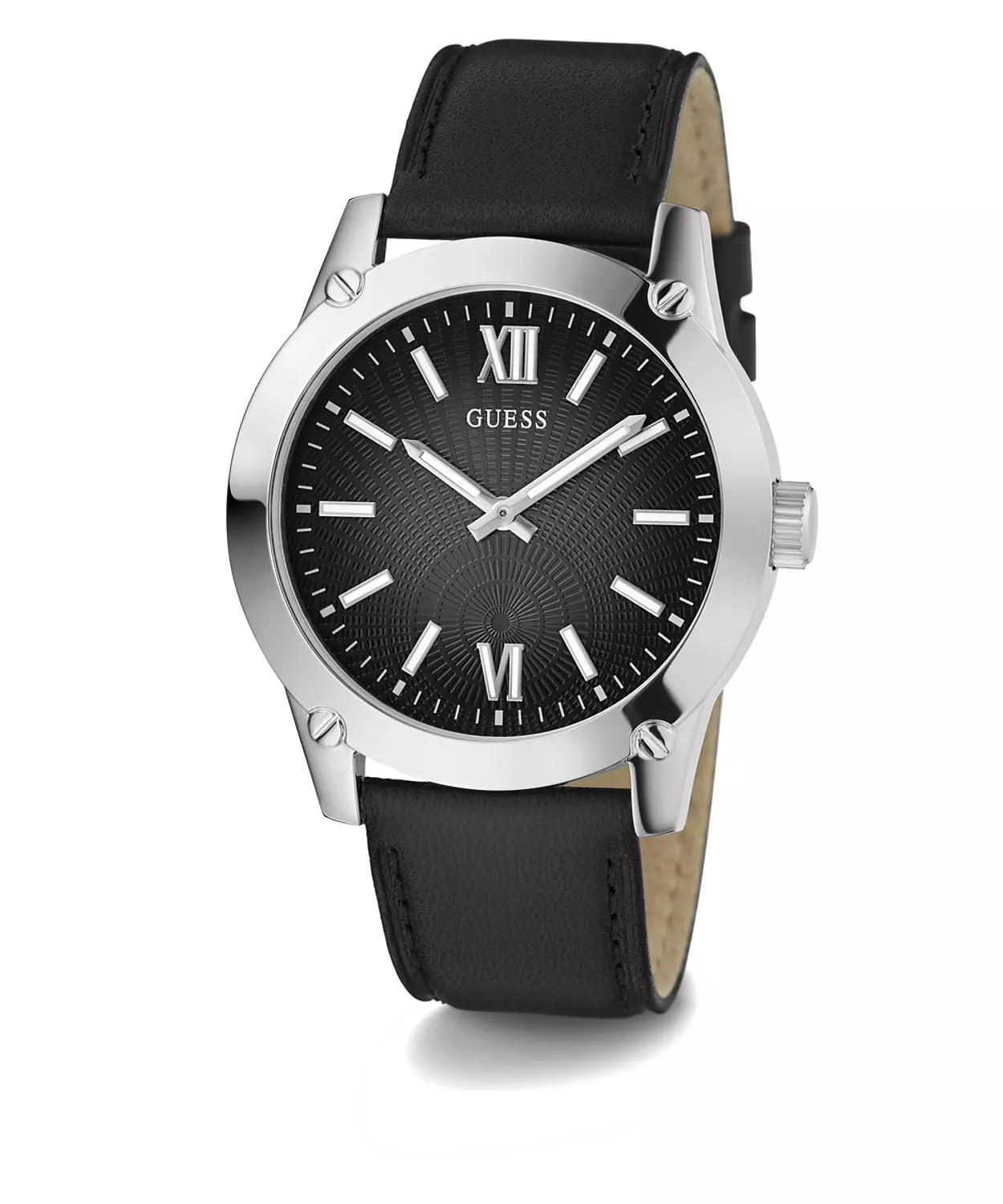 GUESS Watch GW0628G1 ANALOG WATCH For Men's Round Shape Black Leather Strap 3