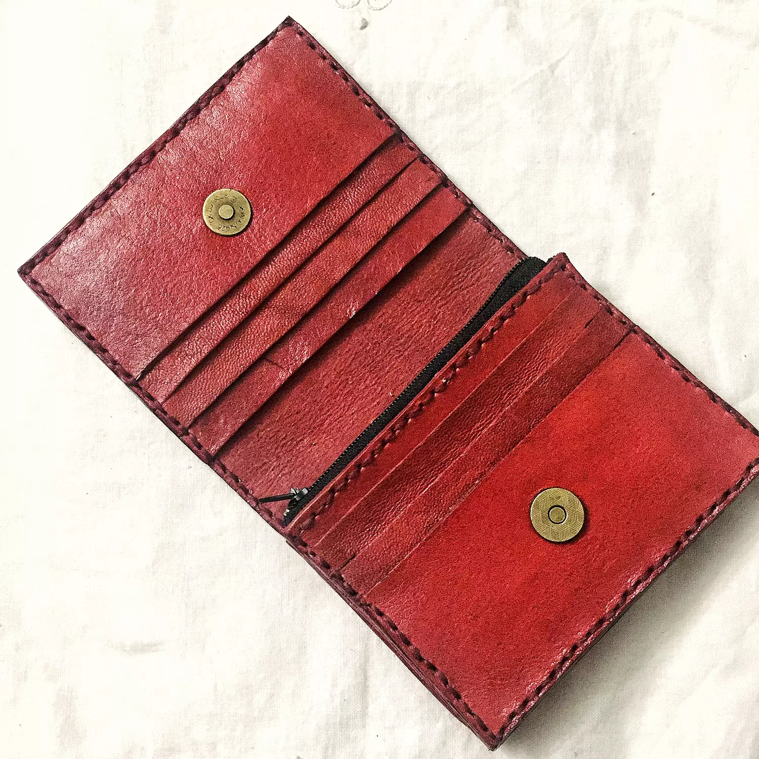 Floral tooled folded leather Wallet  2
