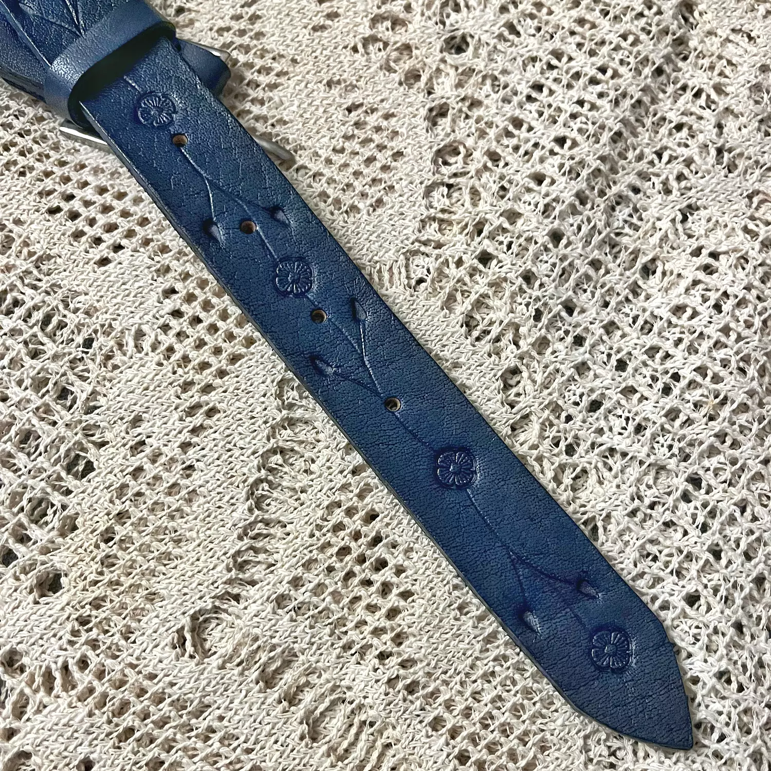 Tooled leather belt - flower branches hover image