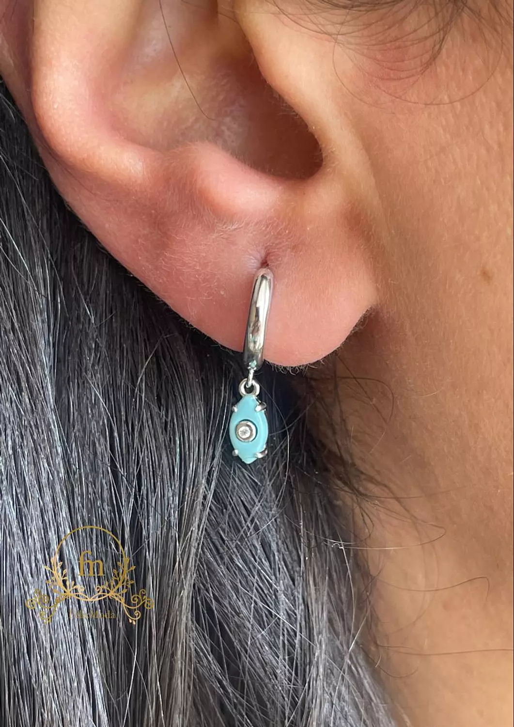 Small Fayrouz eye silver earrings "by piece" image