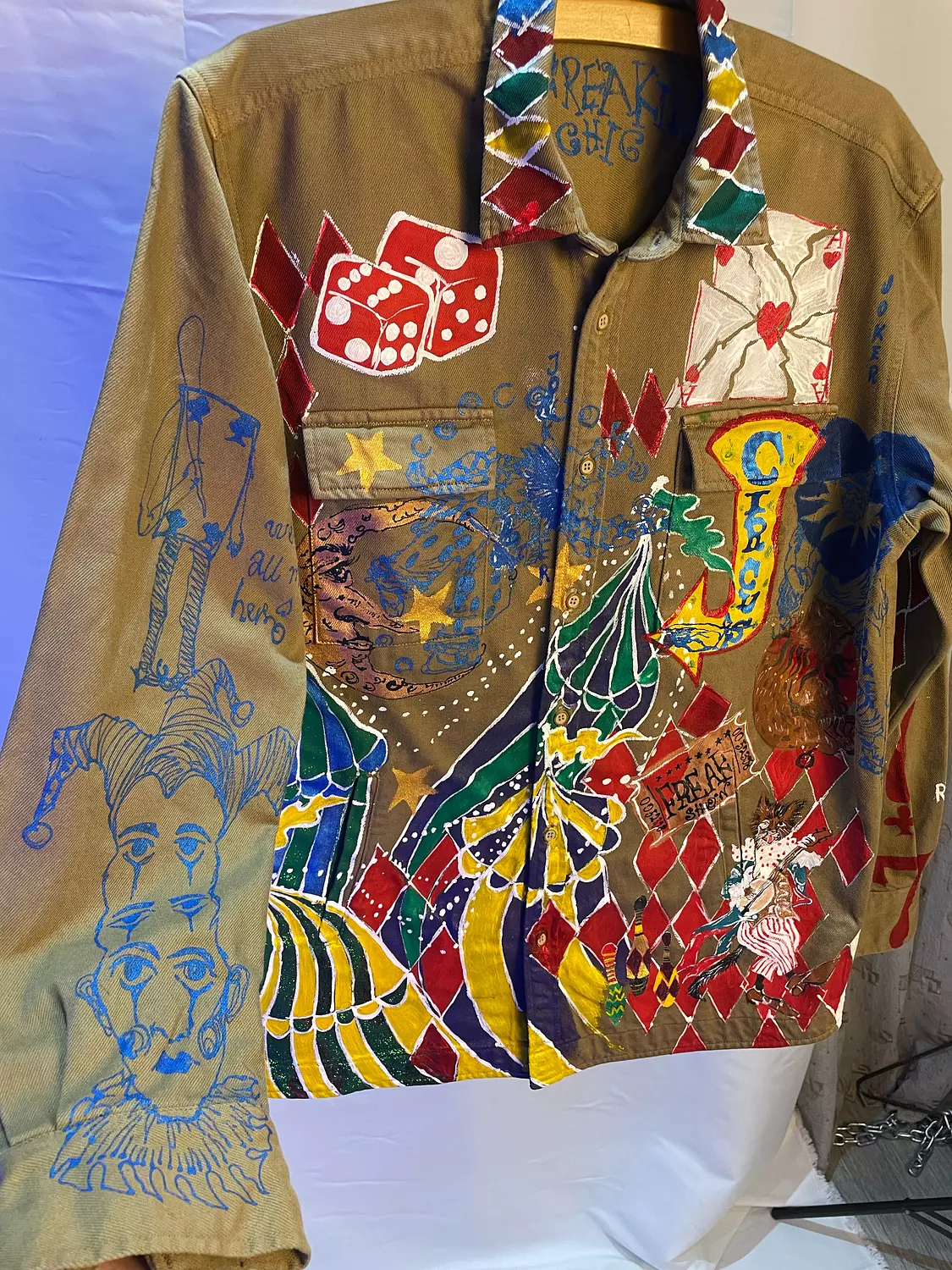 “The freak show-vintage circus “ hand-painted unisex jacket  3