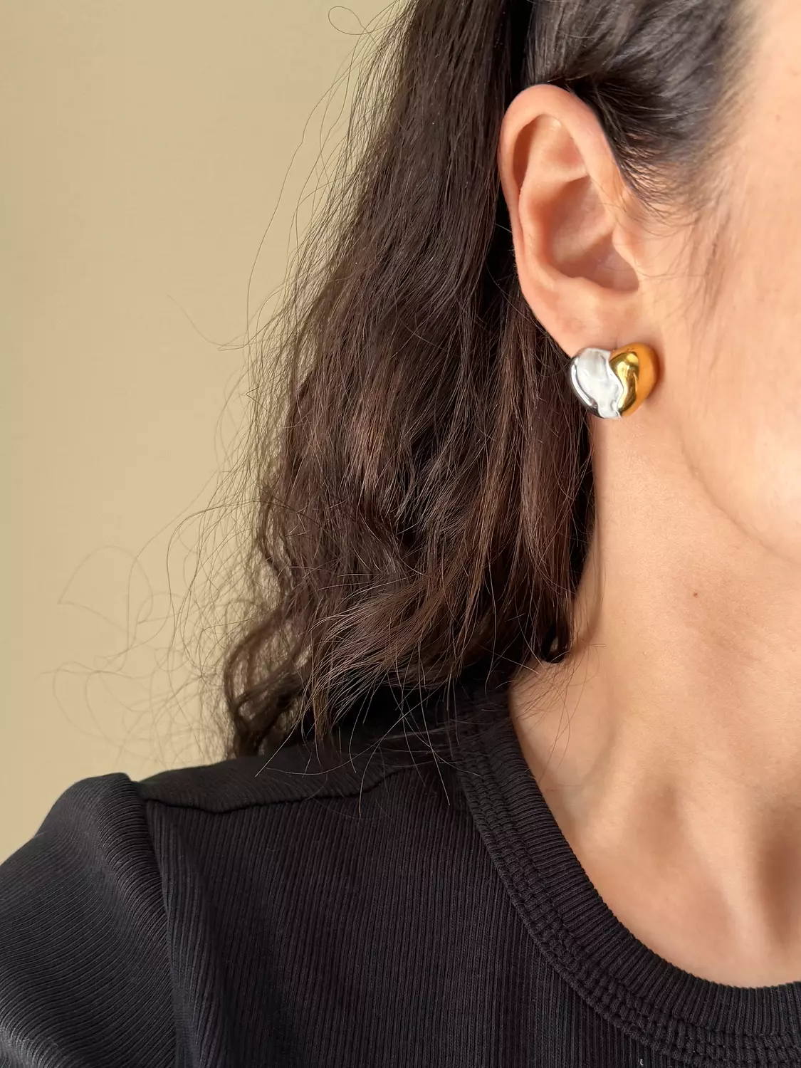 Silver x Gold Heart Studs 1