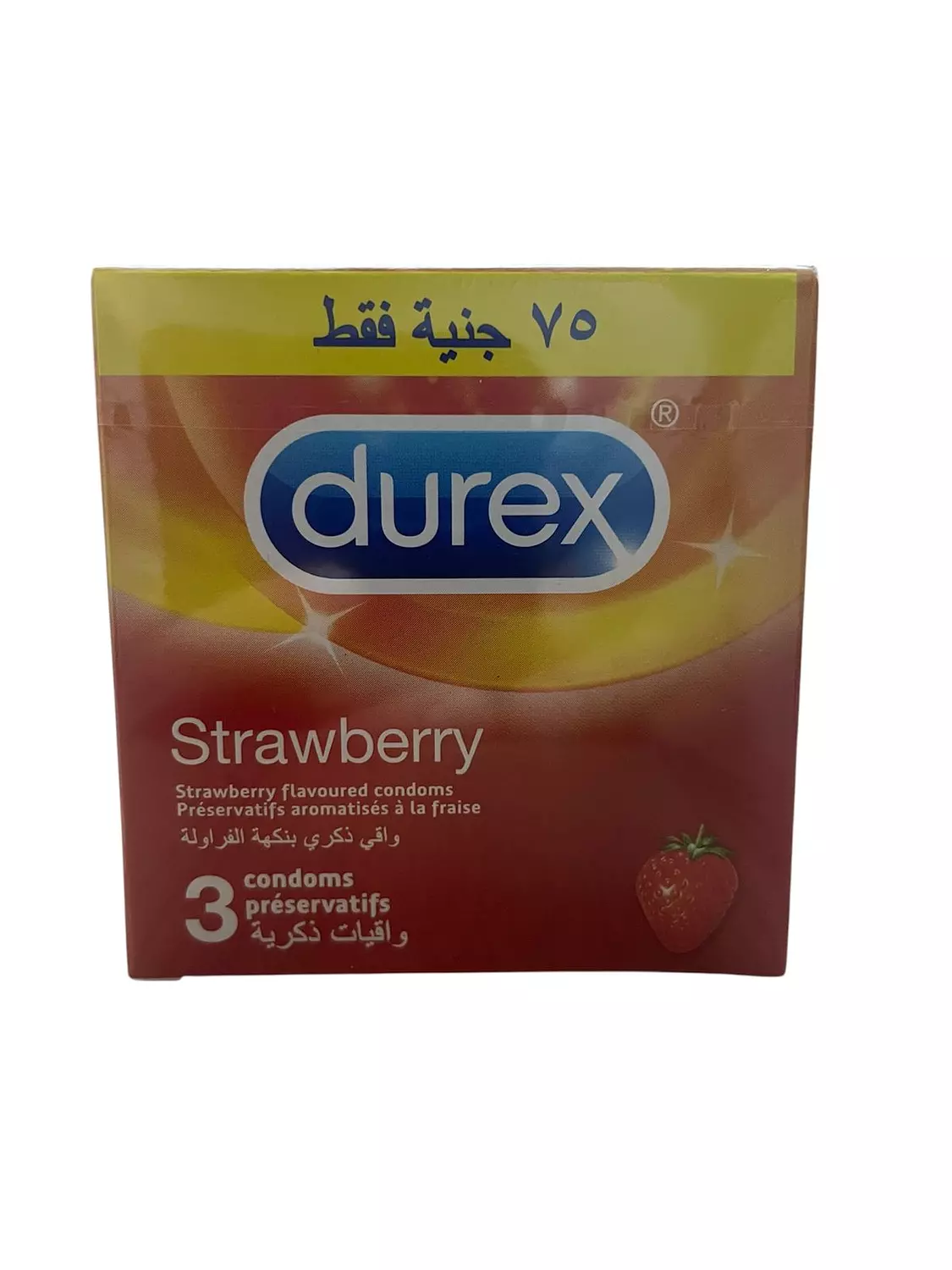 OFFER - DUREX CONDOM STRAWBERRY 3 PCS PRICE CUT 75 L.E  image