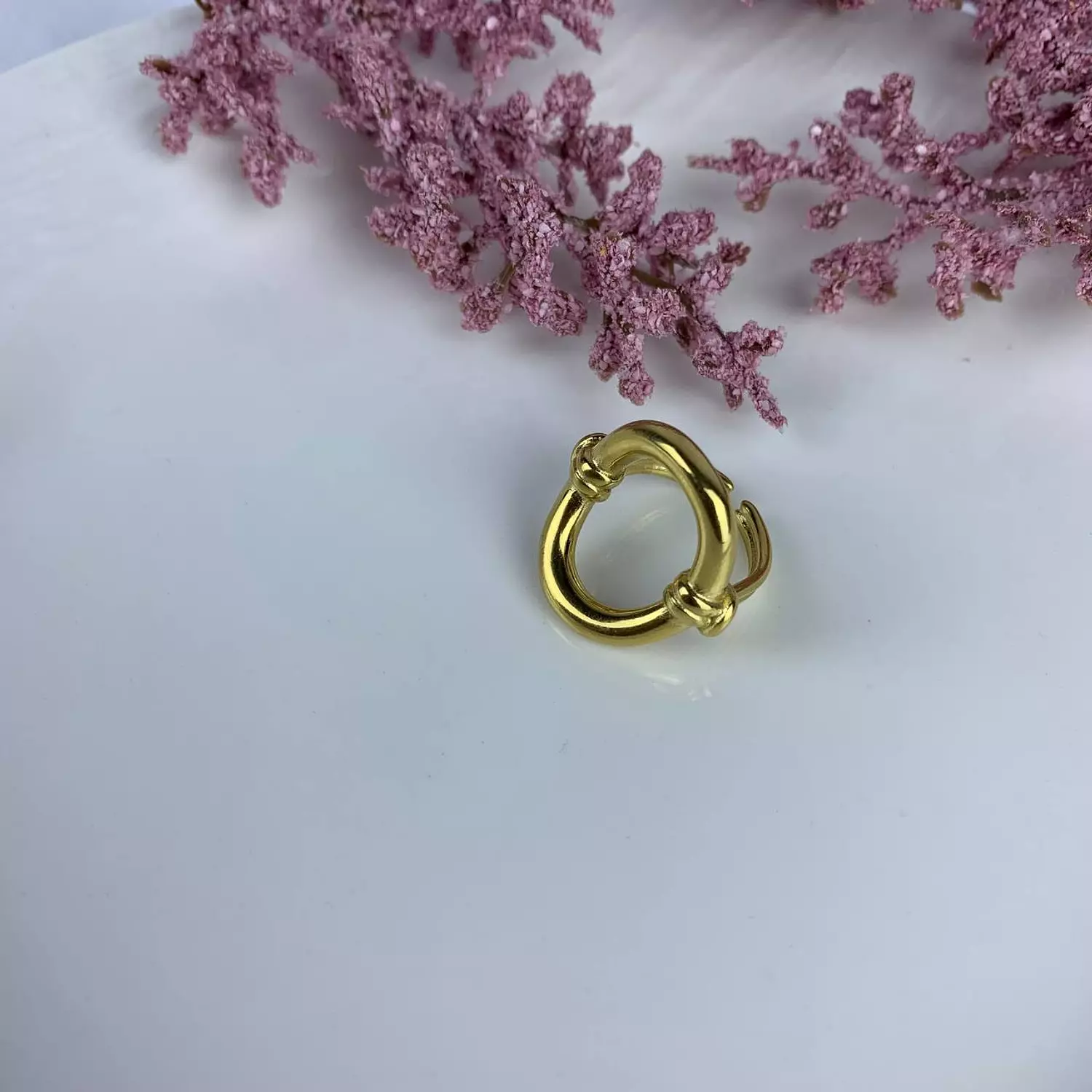 Stainless steel Ring with seashell hover image