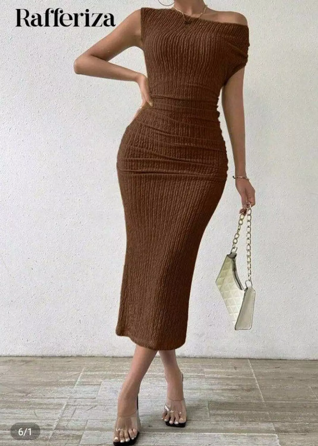 One-Shoulder Pleated Midi Dress – Asymmetric Neckline 5