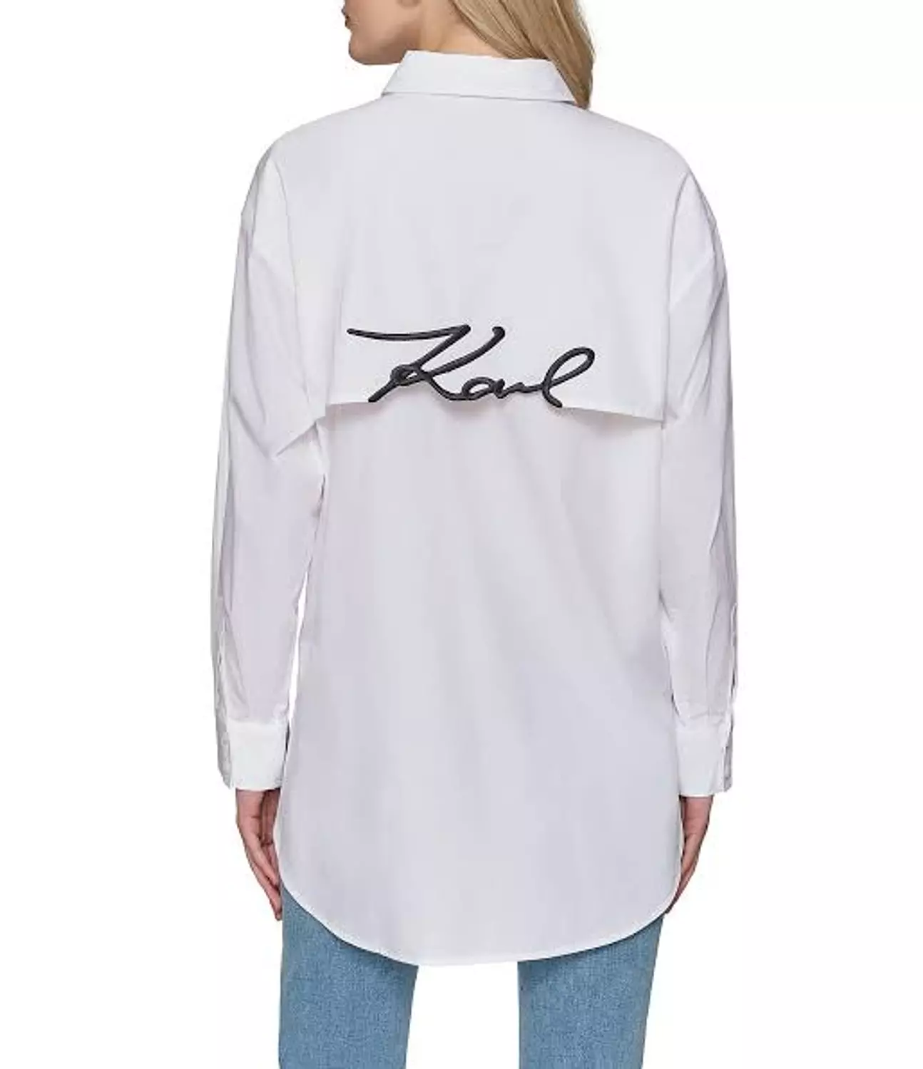 Karl Lagerfeld White Statement Shirt – Front & Back Embroidery hover image