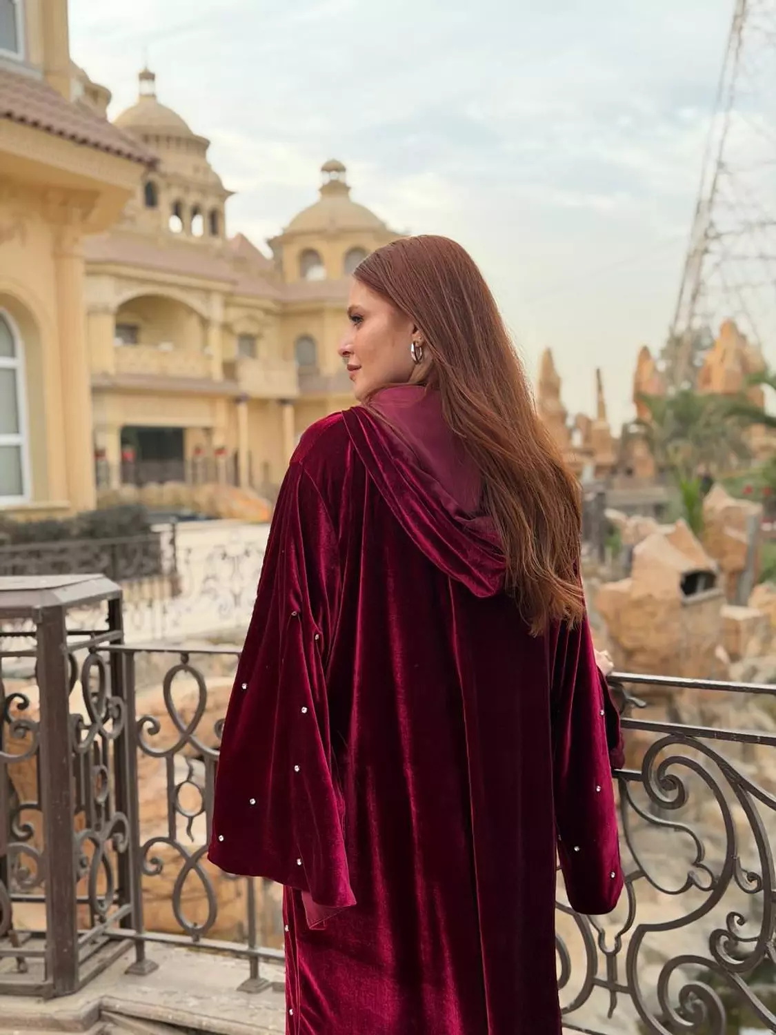 kaftan with strass burgendy hover image