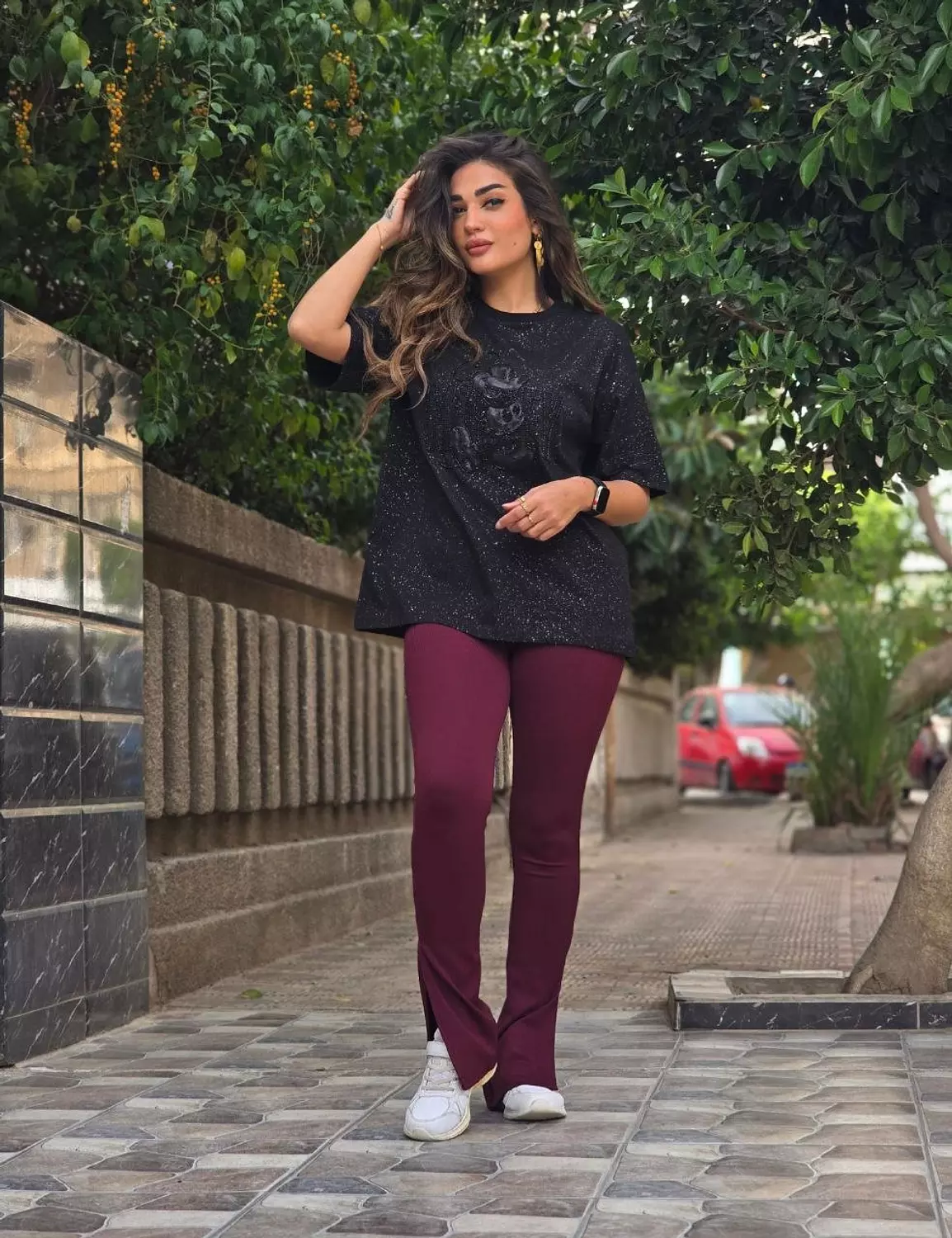 Flare pants with side slits  image