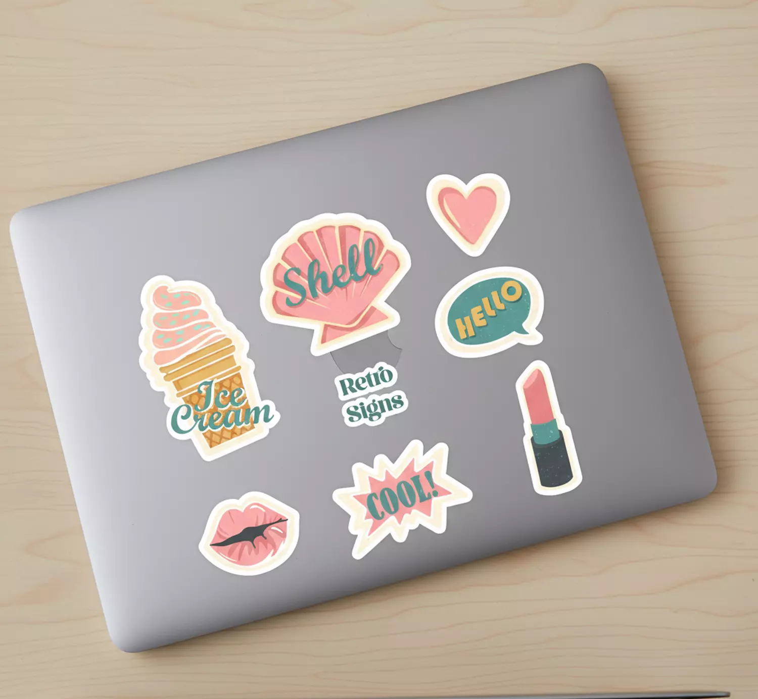 Retro Signs Stickers A4 Paper Bundle image