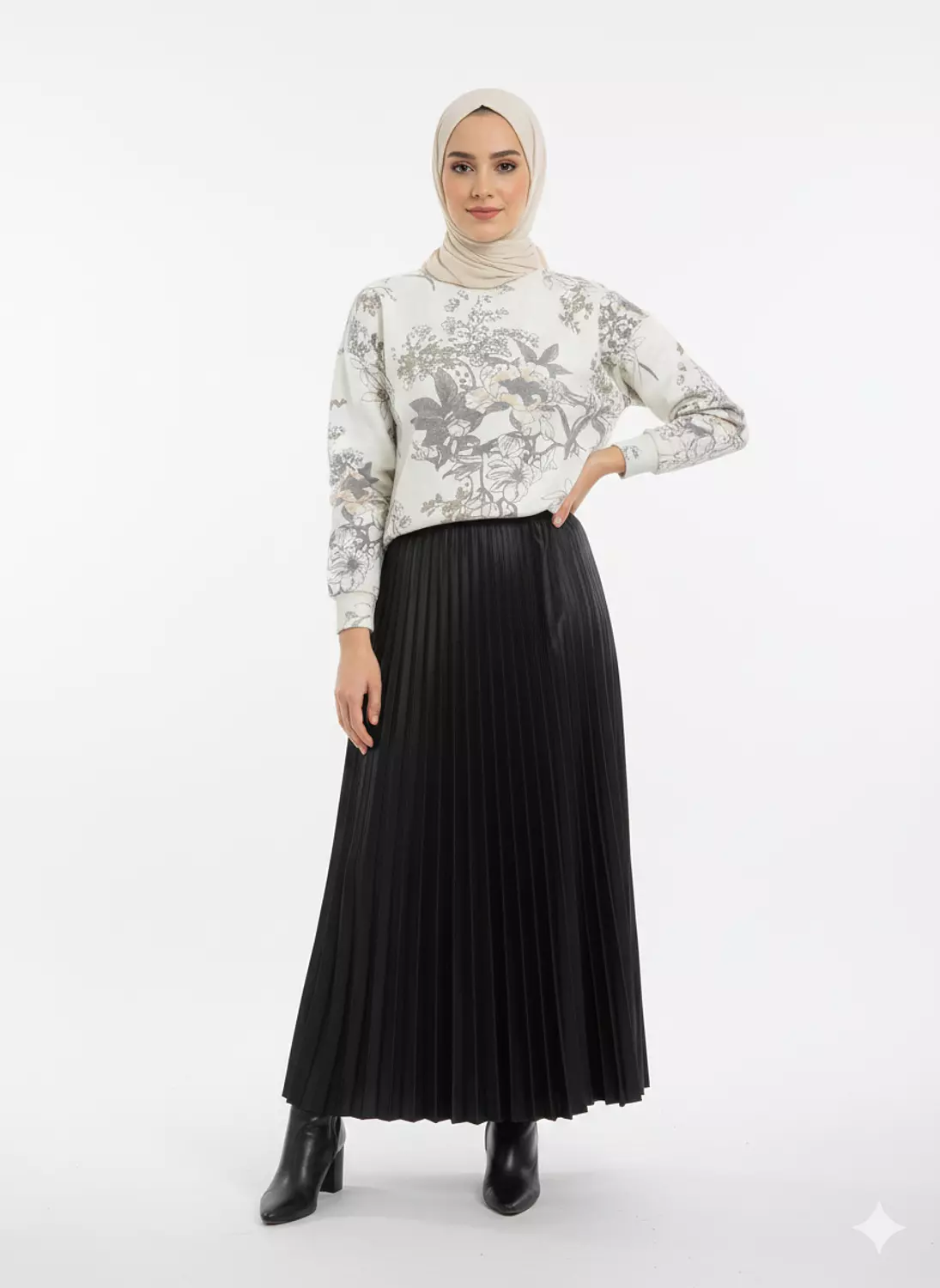 Long Pleated Leather Skirt image