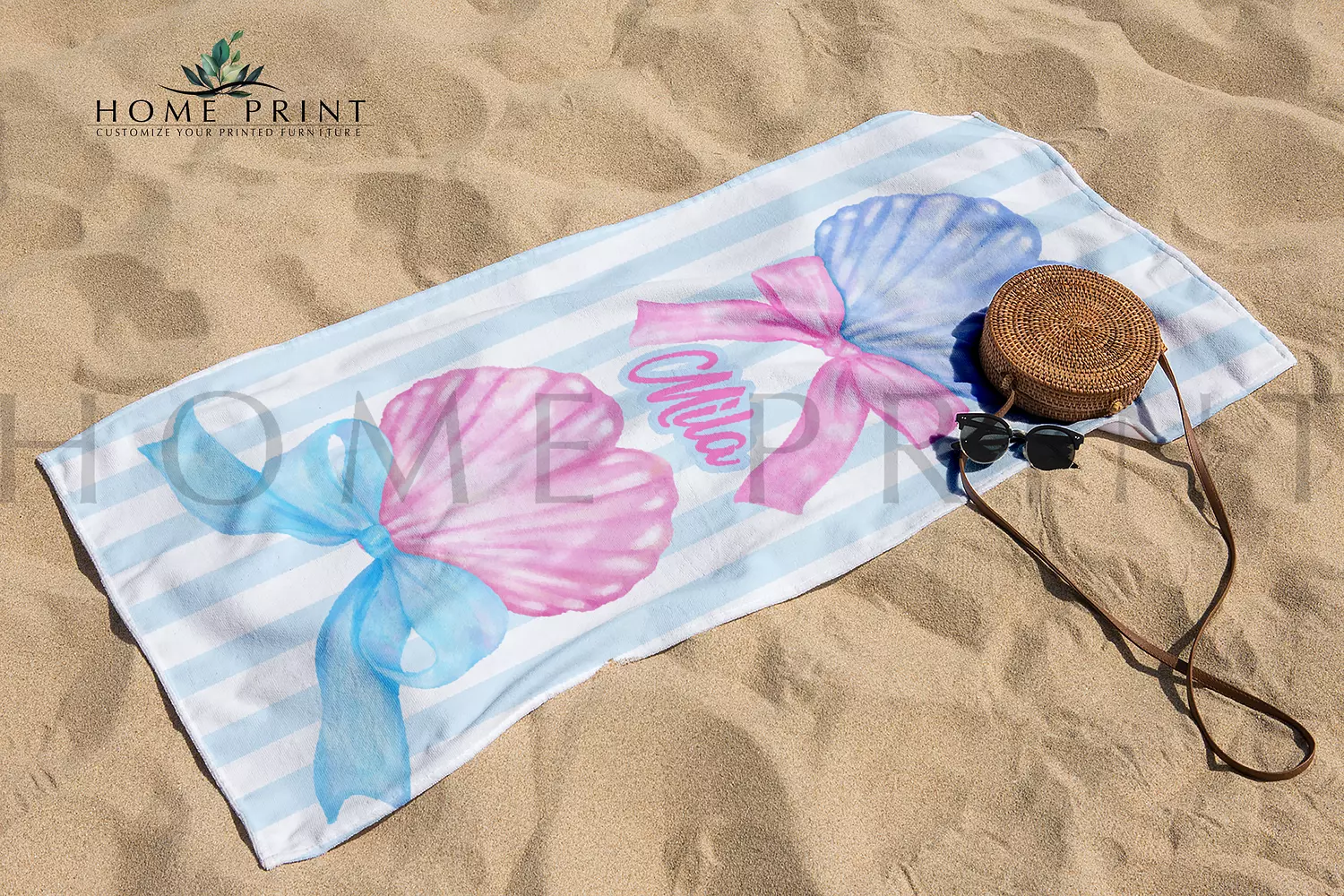 Microfiber Towel  - Seashell With bow - Multi Color Design  image