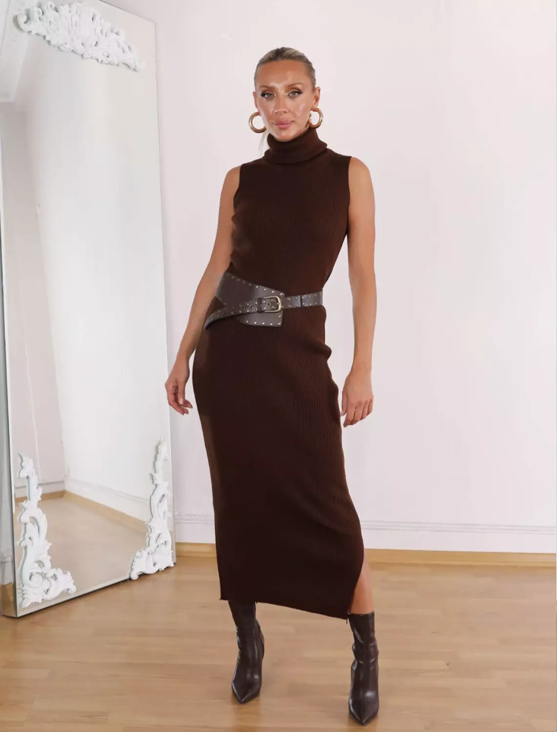 Brown Triko Set (Dress and Cardigan) 3