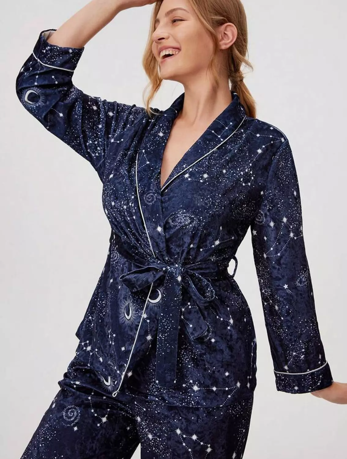 Navy Velvet PJ Set  2