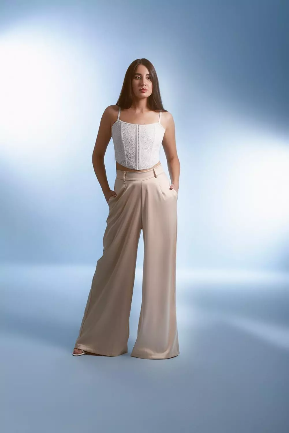 Champagne Satin Pants image