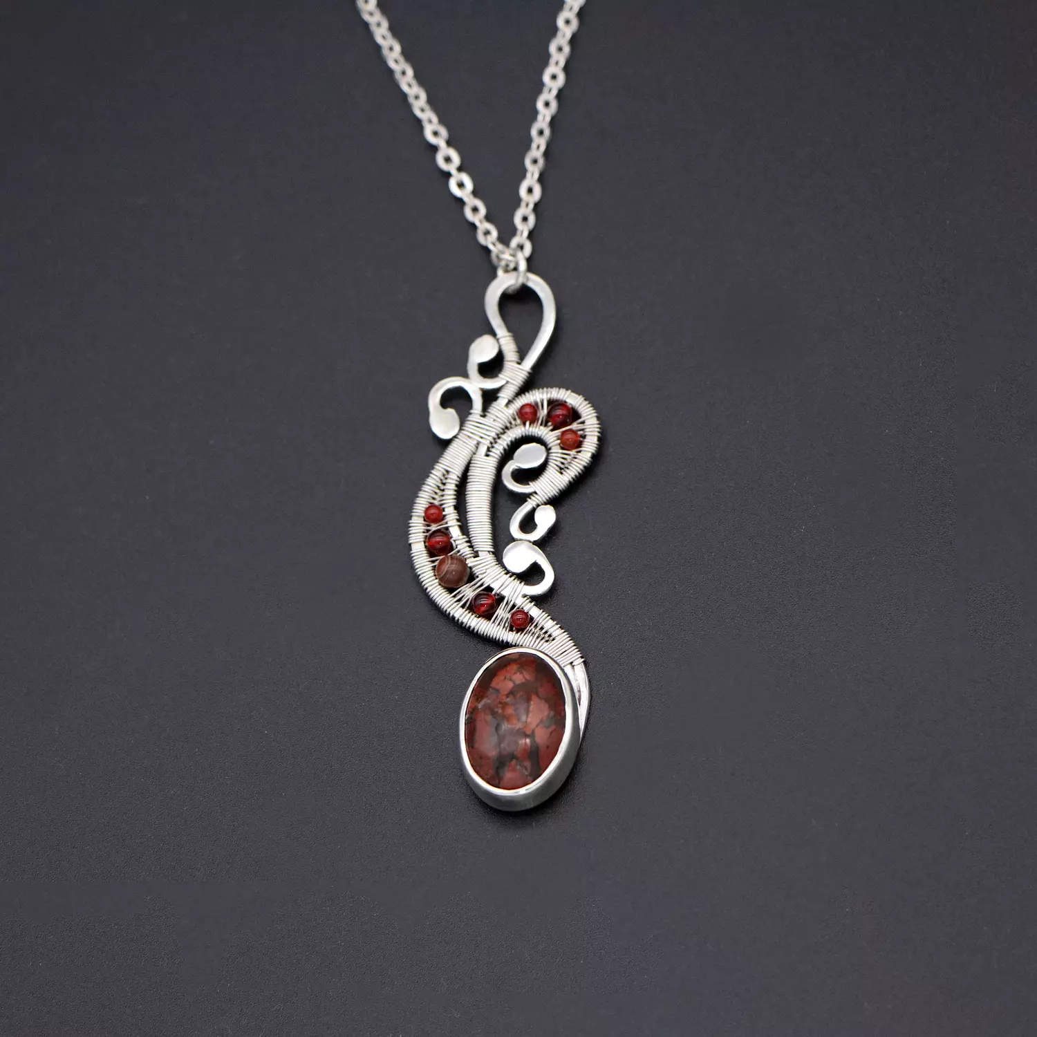 Necklace with Agate stones and Red jasper. image
