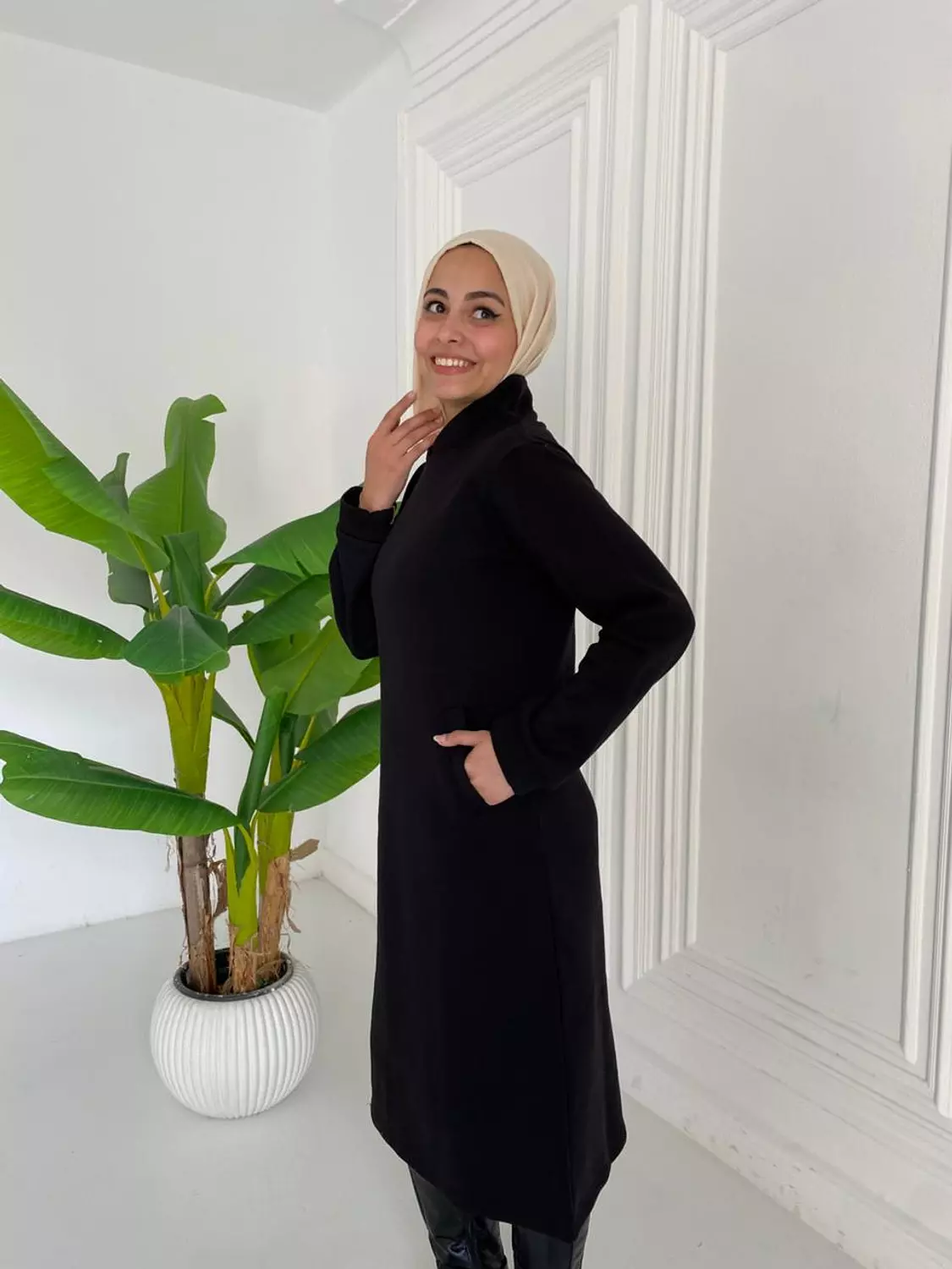 Black Melton Dress hover image