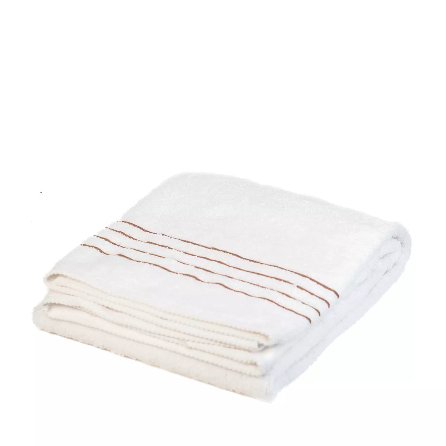 Large White Stripped Gold Single Towel   image
