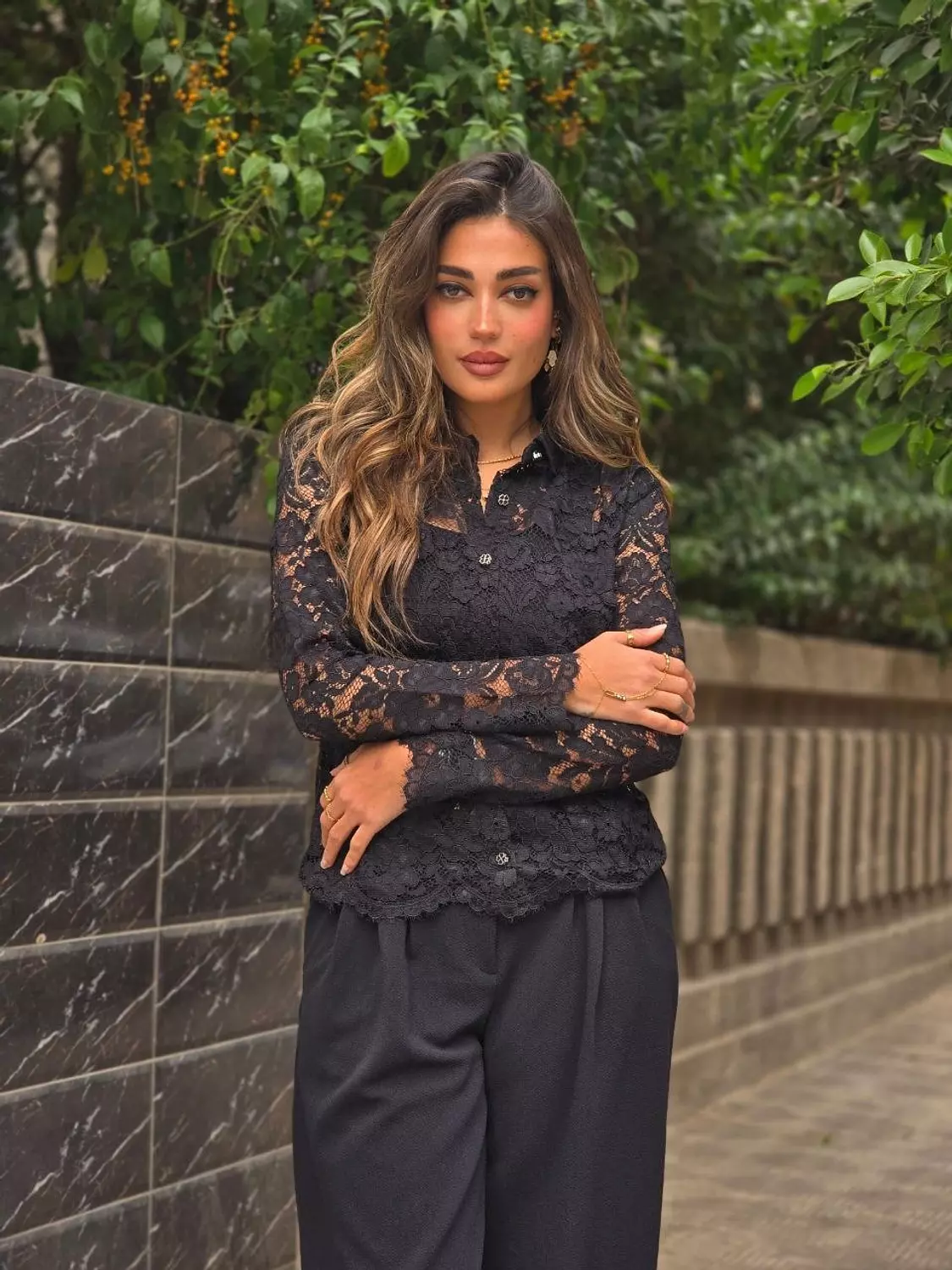 Black floral blouse image