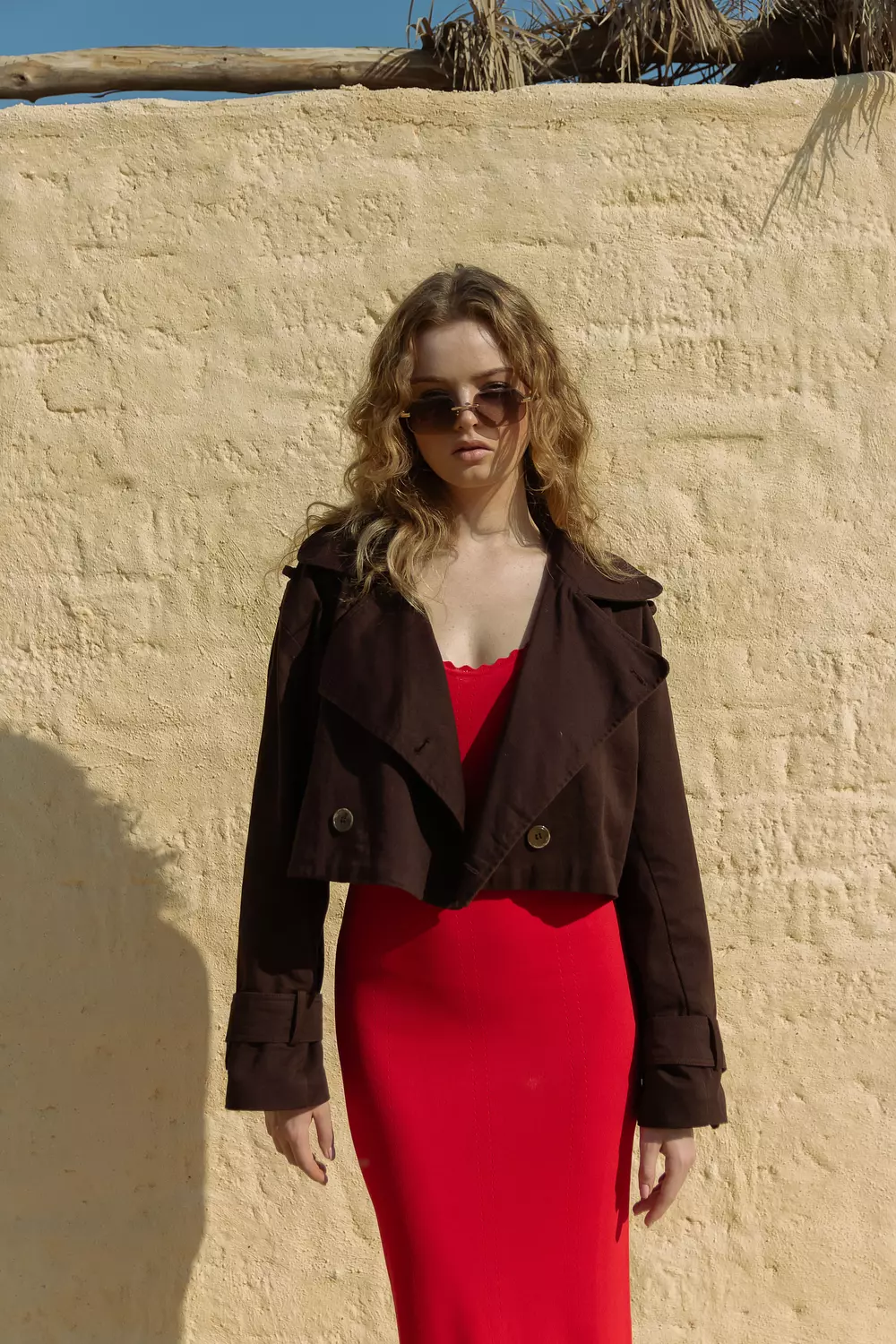 Cropped Trench Jacket - chocolate brown 2