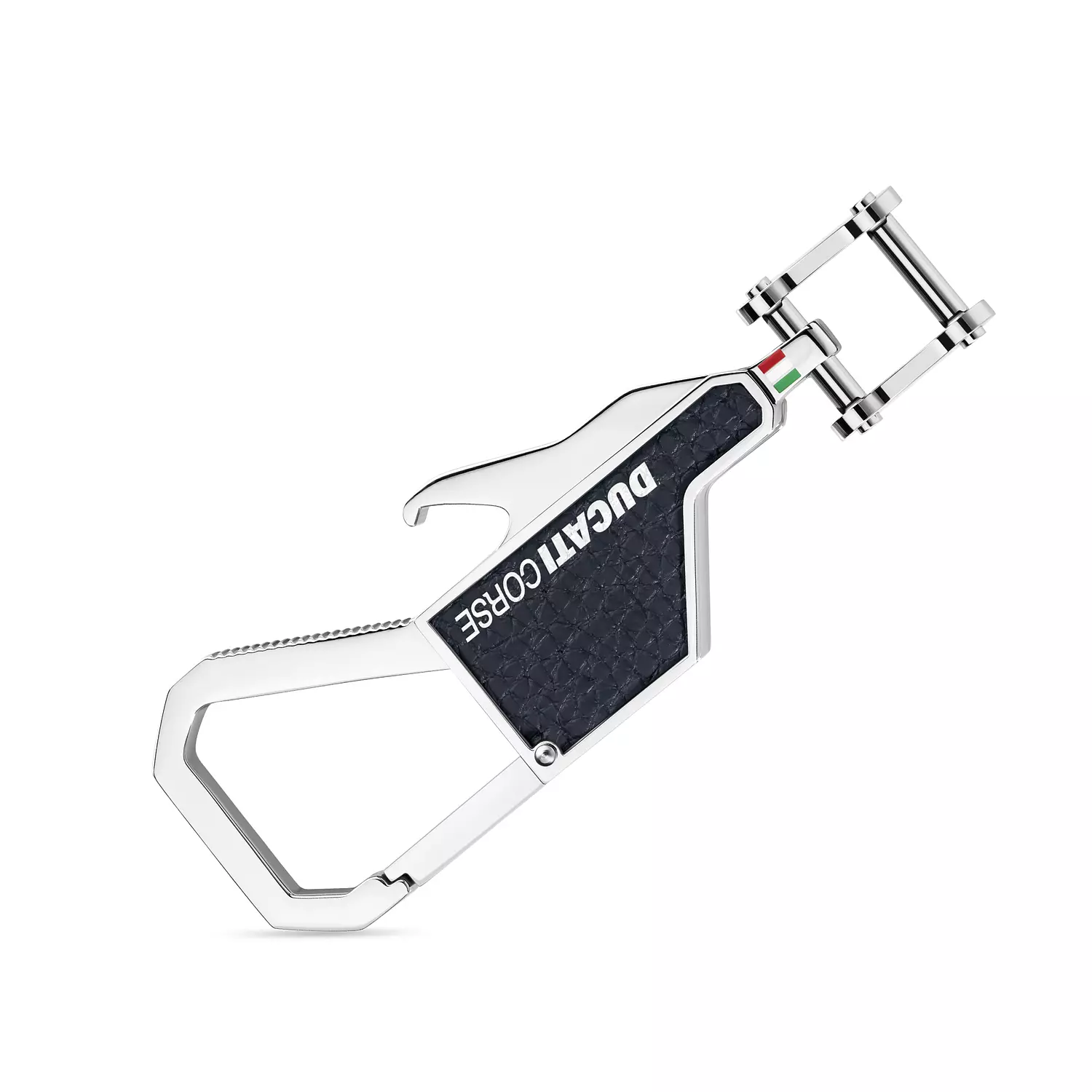Ducati - DTAGK2138102 - FORMA Stainless Steel WITH BLUE LEATHER KEYRING 1