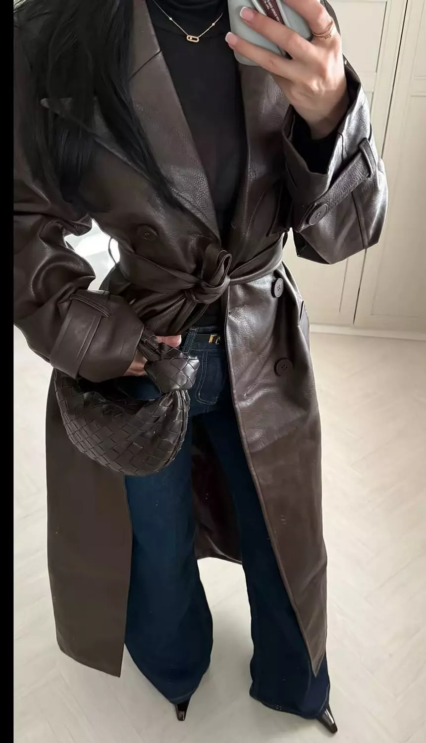 Longline Leather Duster Coat 12