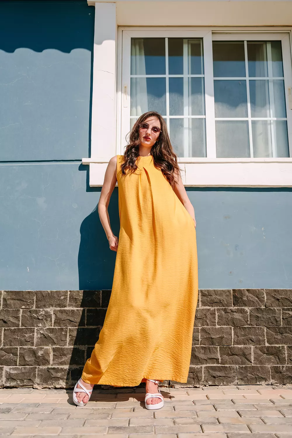 Basic Soft Linen Dress - Yellow 2
