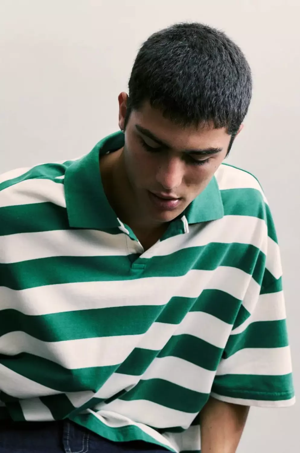 PULL&BEAR STRIPED POLO SHIRT - GREEN 3