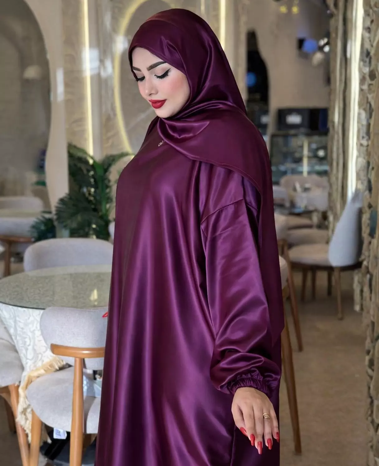 Satin Maxi Isdal with Attached Hijab 13