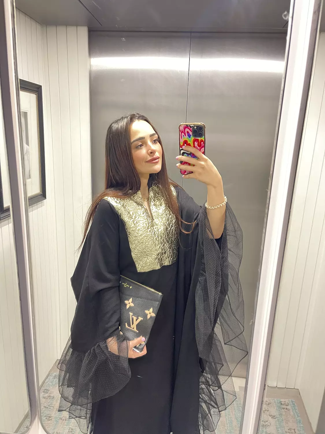 Black Linen Abaya with Tulle (Adult size)   1