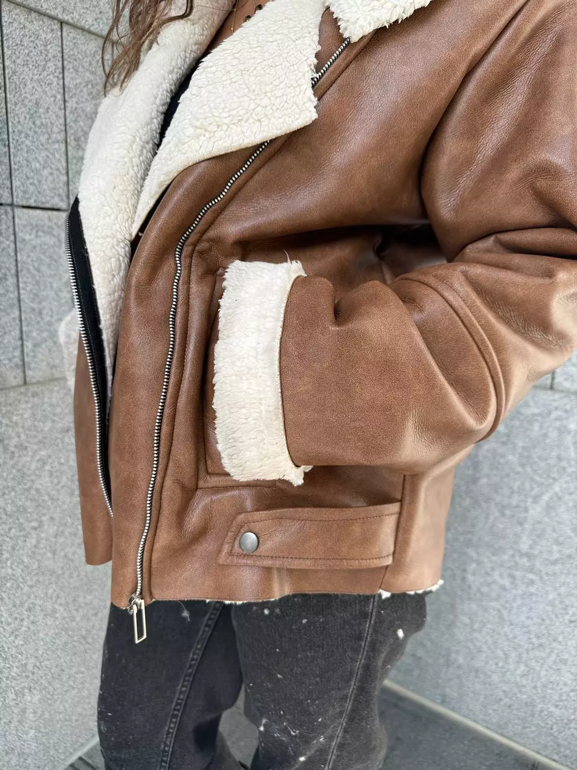 Stonewashed Oversized Leather Jacket 3