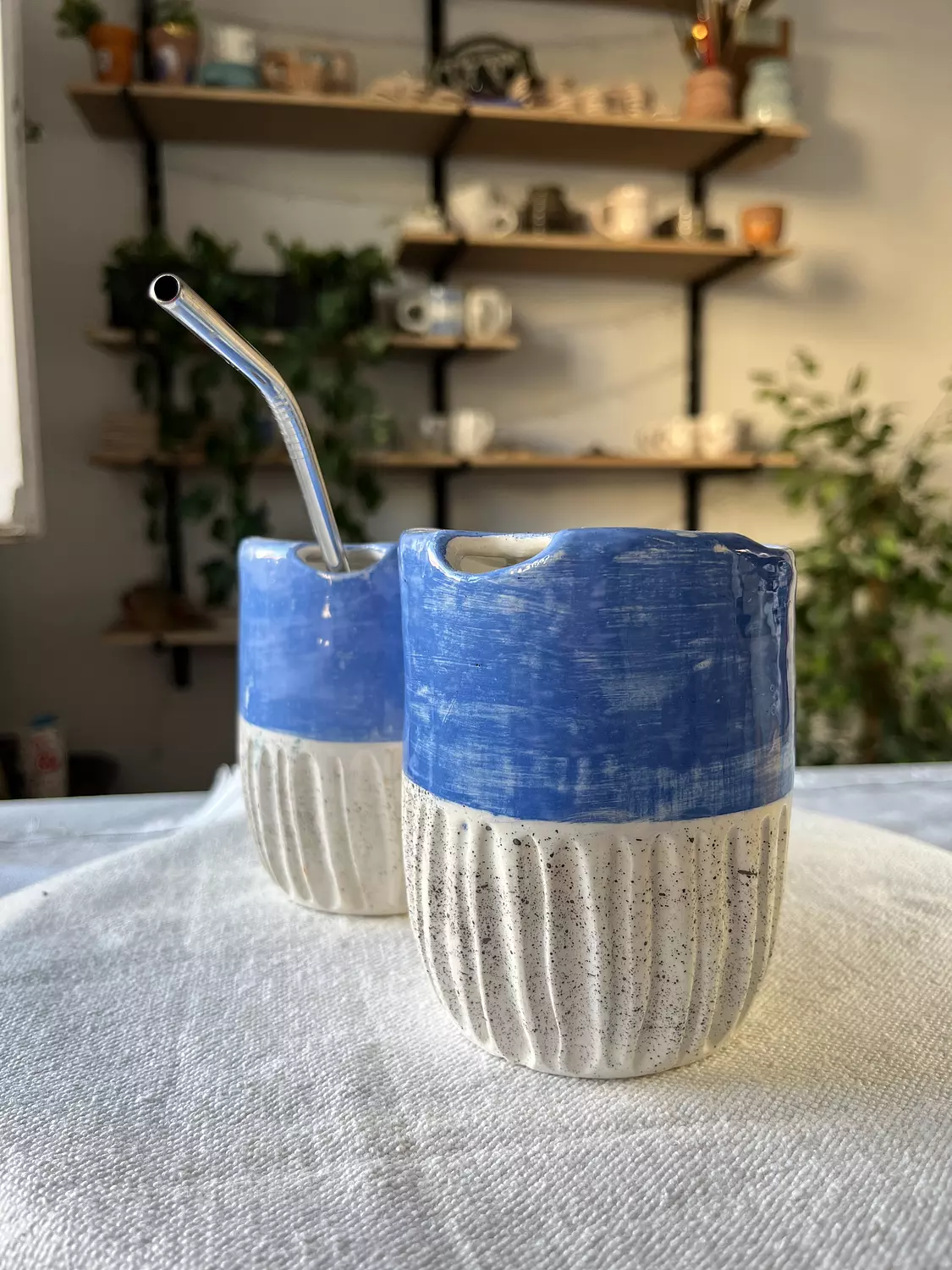 Blue Straw Cup