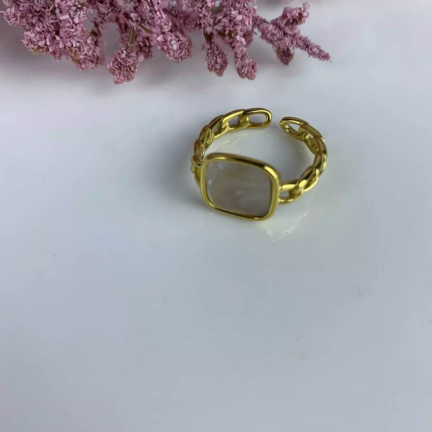 Stainless steel Ring with seashell hover image