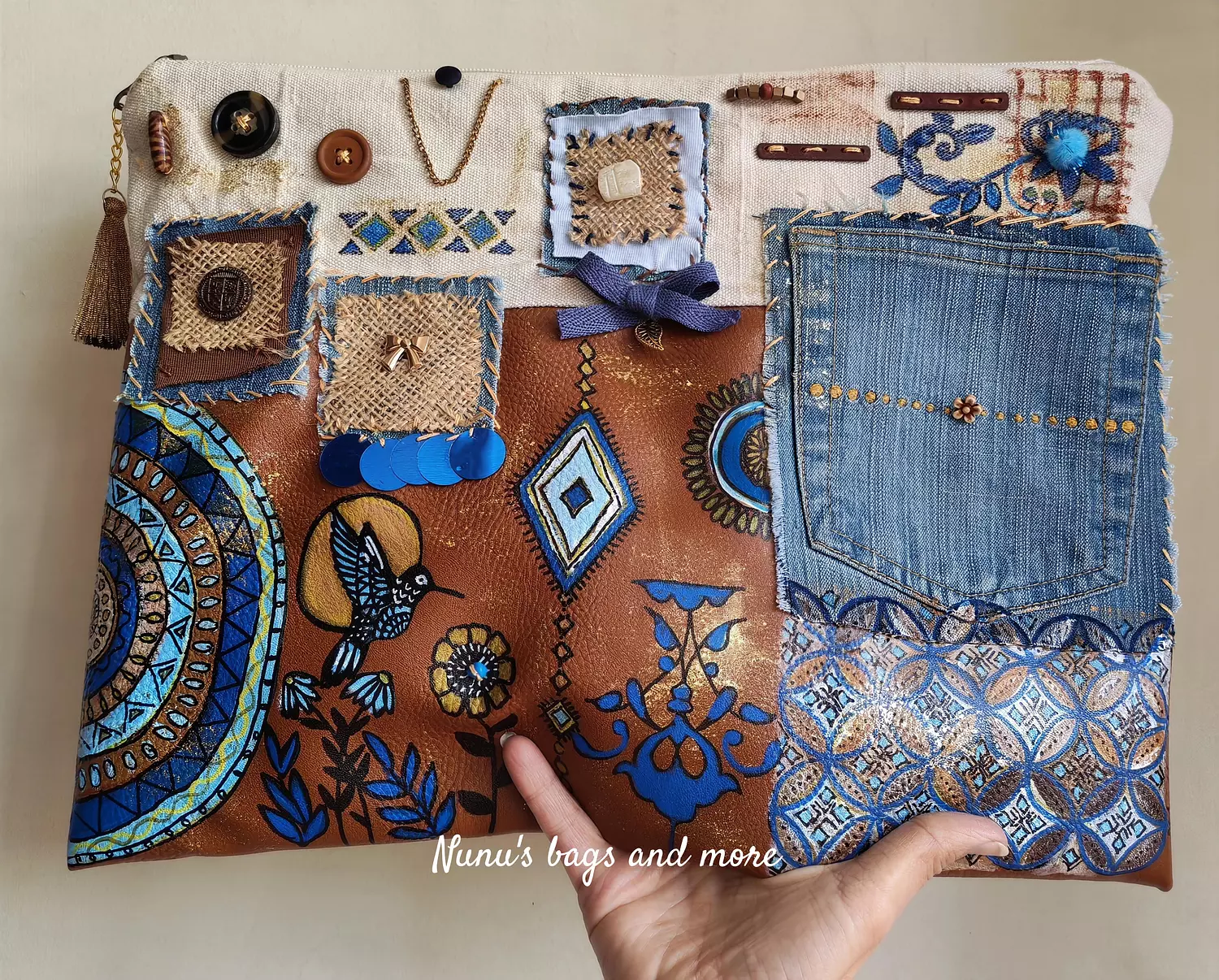 Boho Canvas clutch and laptop sleeve  1