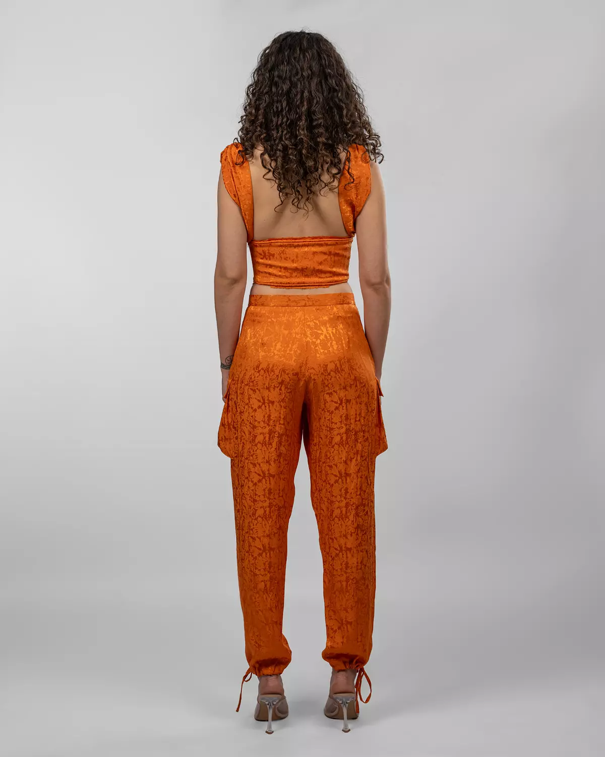 Jacquard Silk Satin Corset - Orange 5