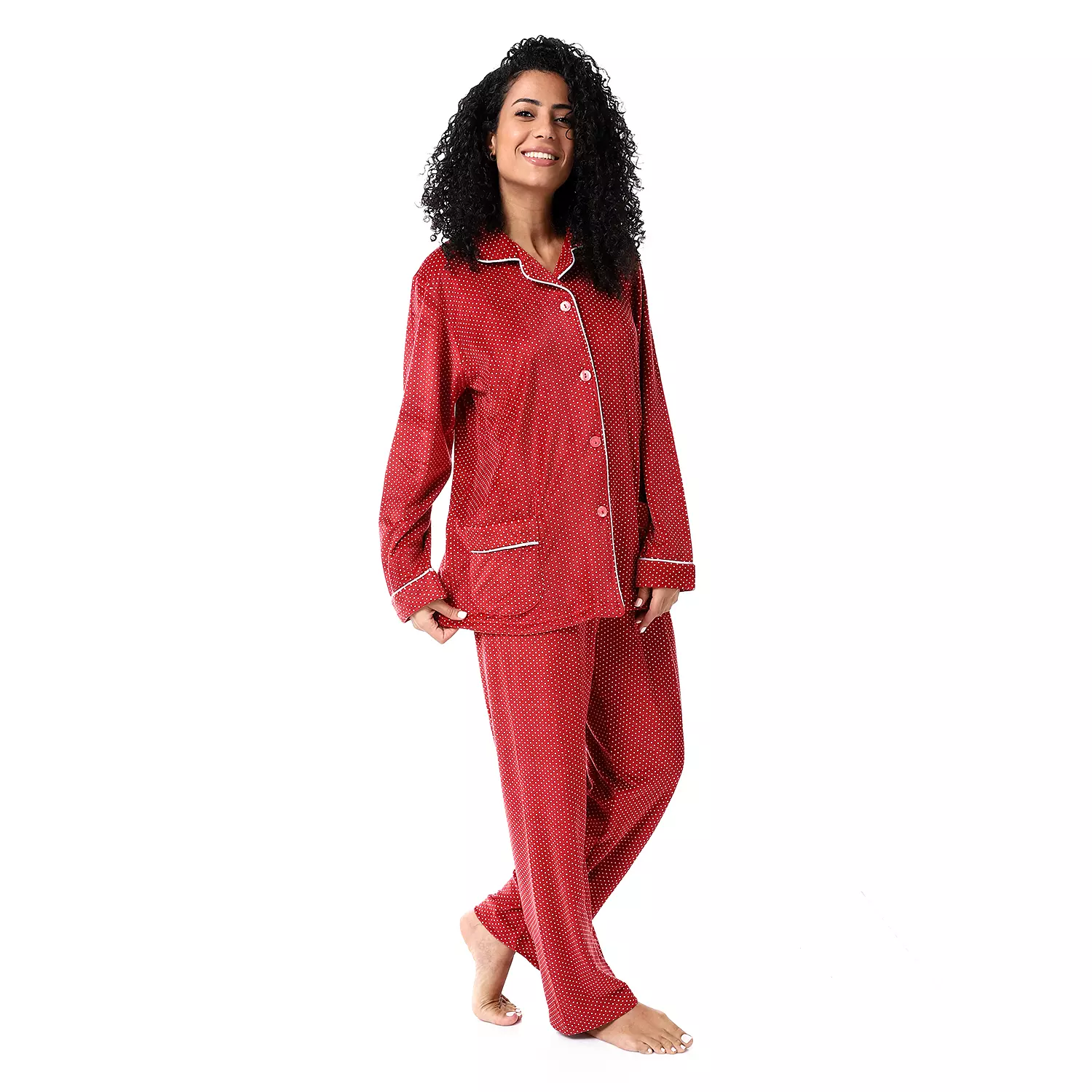 Women Classic Fleece PJ - Dark Red- 2505 2