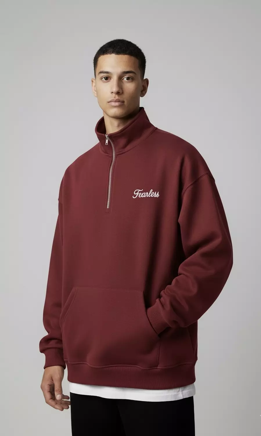 Fearless Quarter Zipper _ Burgundy image