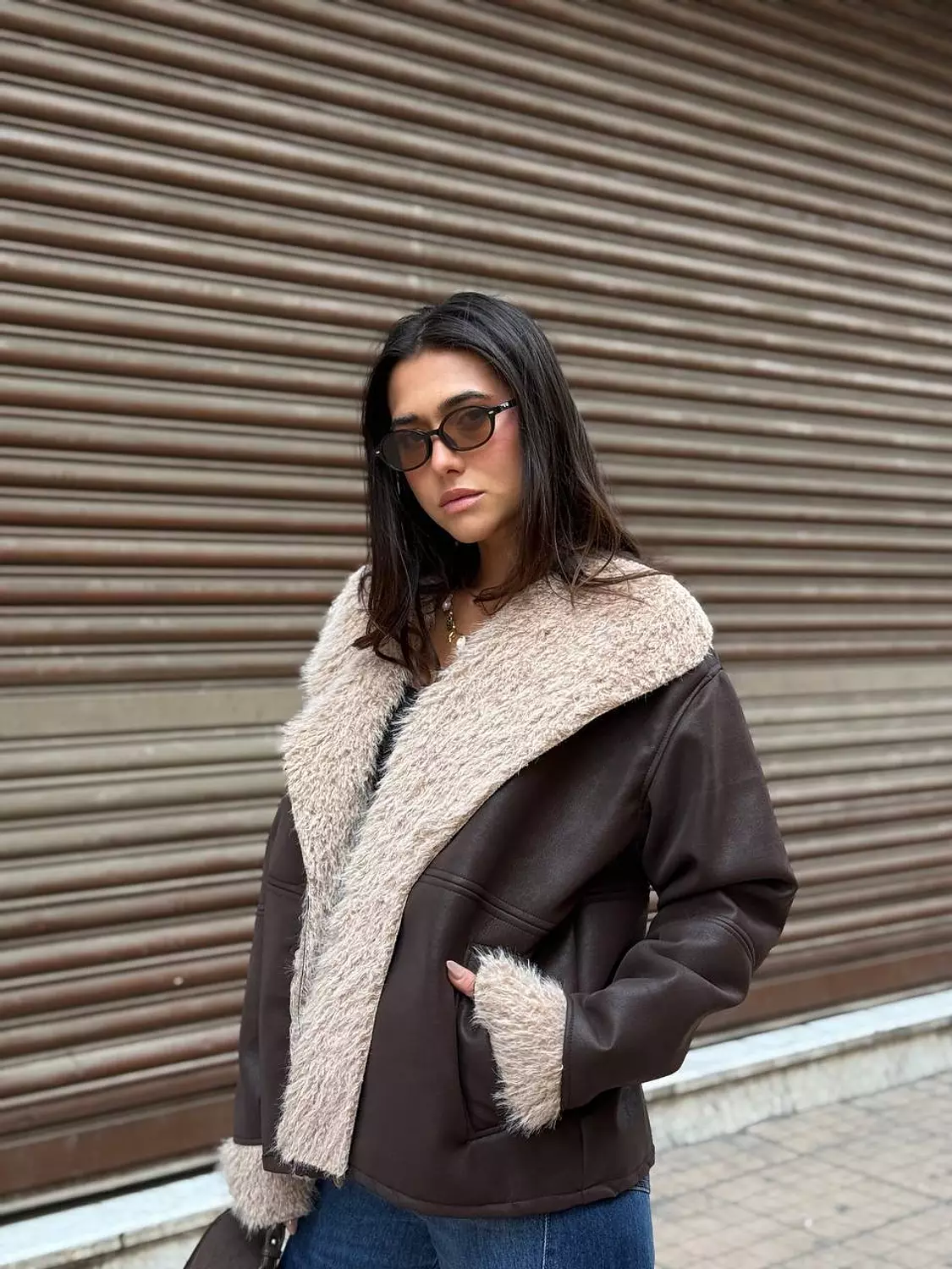 Leather jacket lined with fur 8